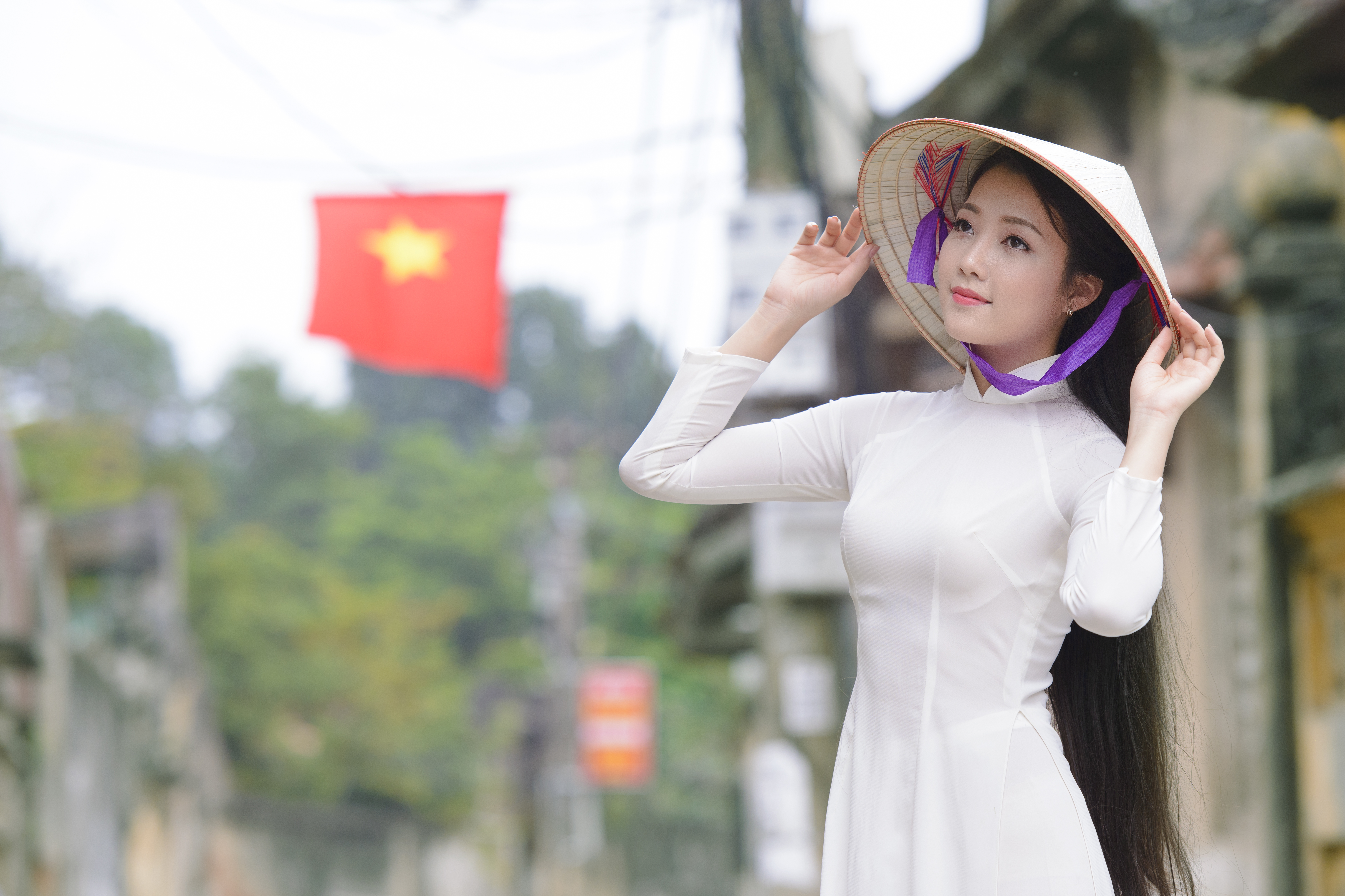 Ao Dai Asian Asian Conical Hat Girl Vietnamese 5912x3941