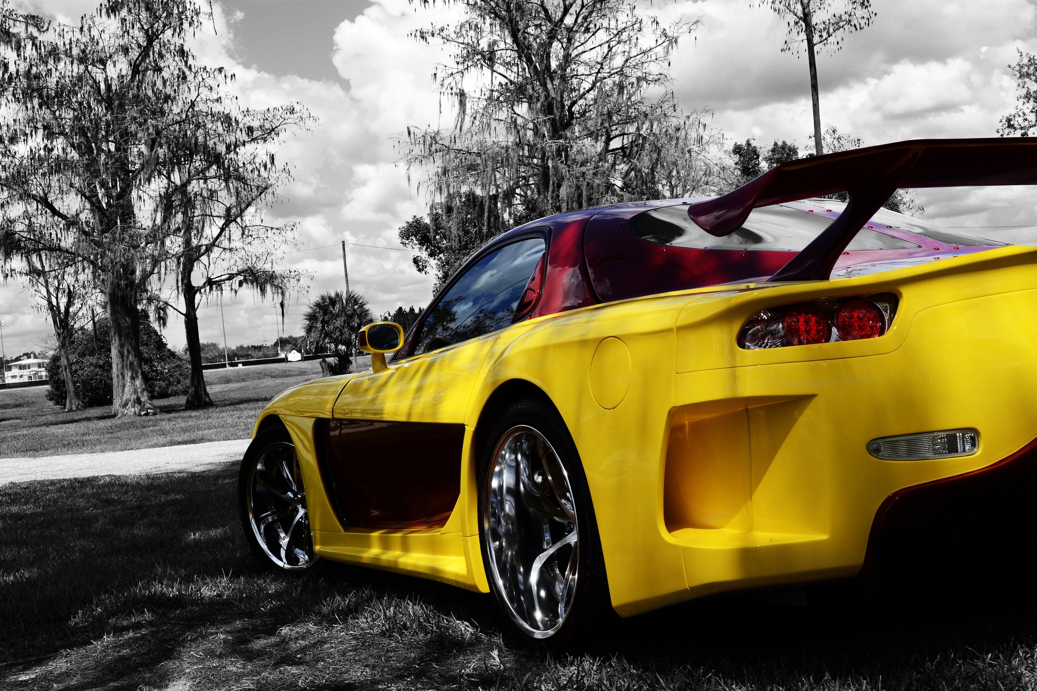 Car Mazda RX 7 Veilside Mazda RX 7 FD Selective Coloring 2048x1365