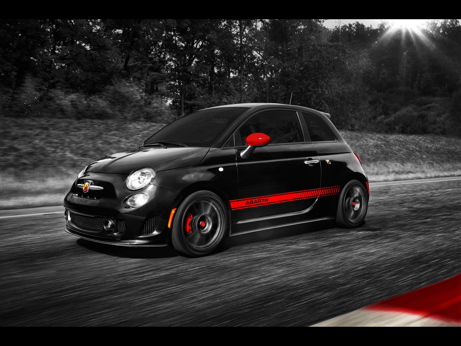 FiAT Fiat 500 Abarth Car Vehicle Selective Coloring 1920x1440