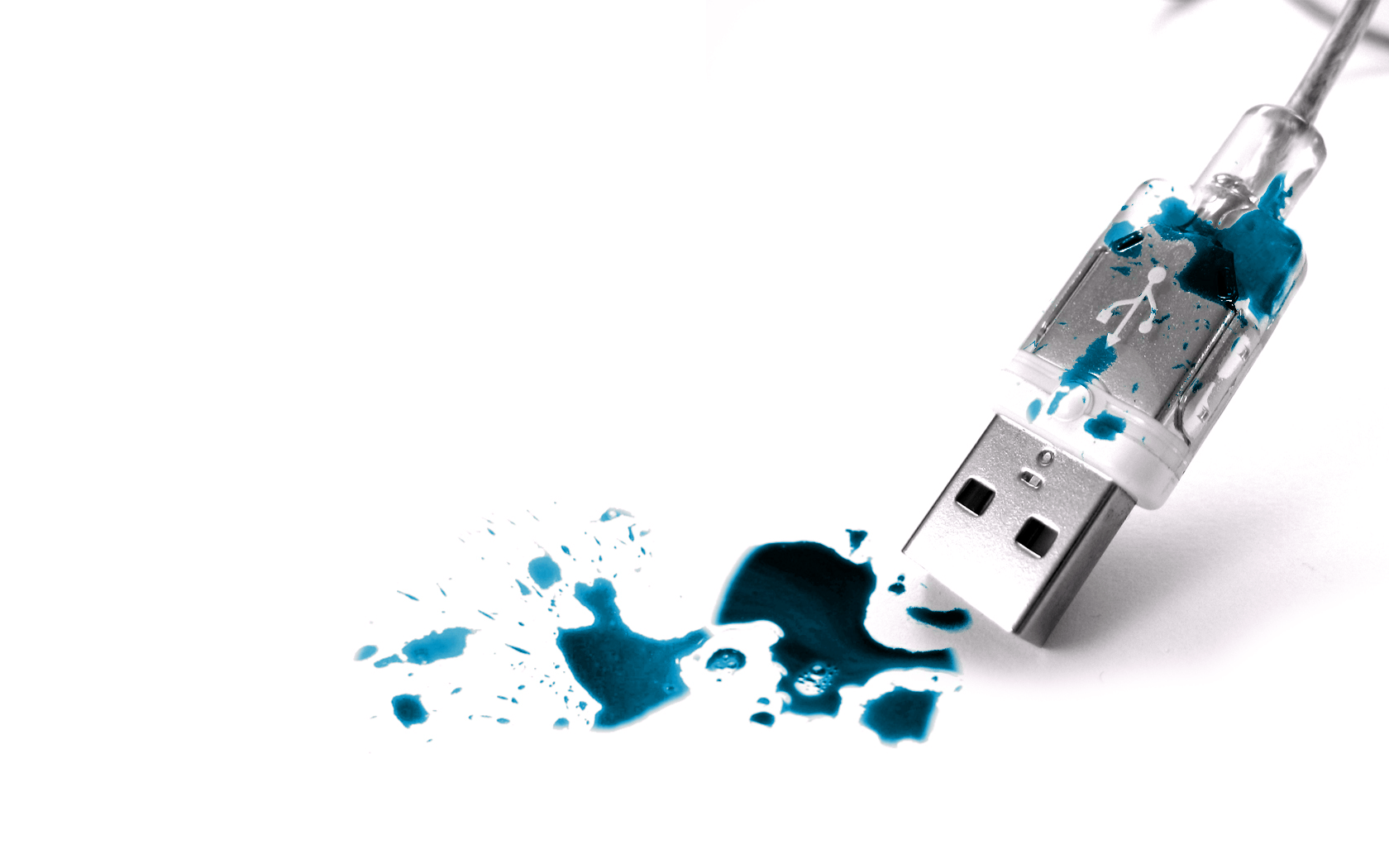 USB Technology Simple Background White Background Blue Bright 1680x1050
