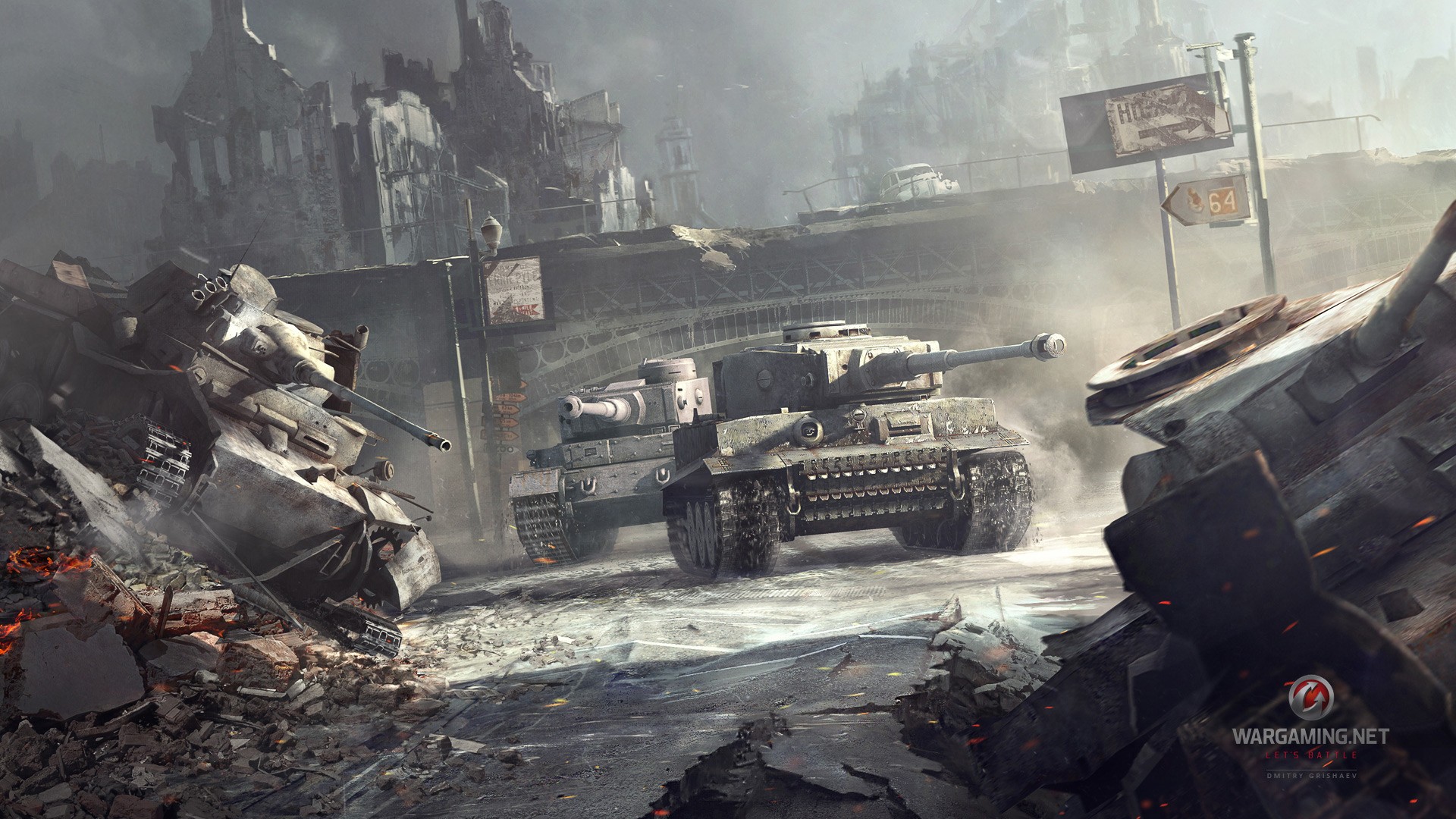 Tiger I World Of Tanks Video Games Wargaming Vehicle Ruin 1920x1080