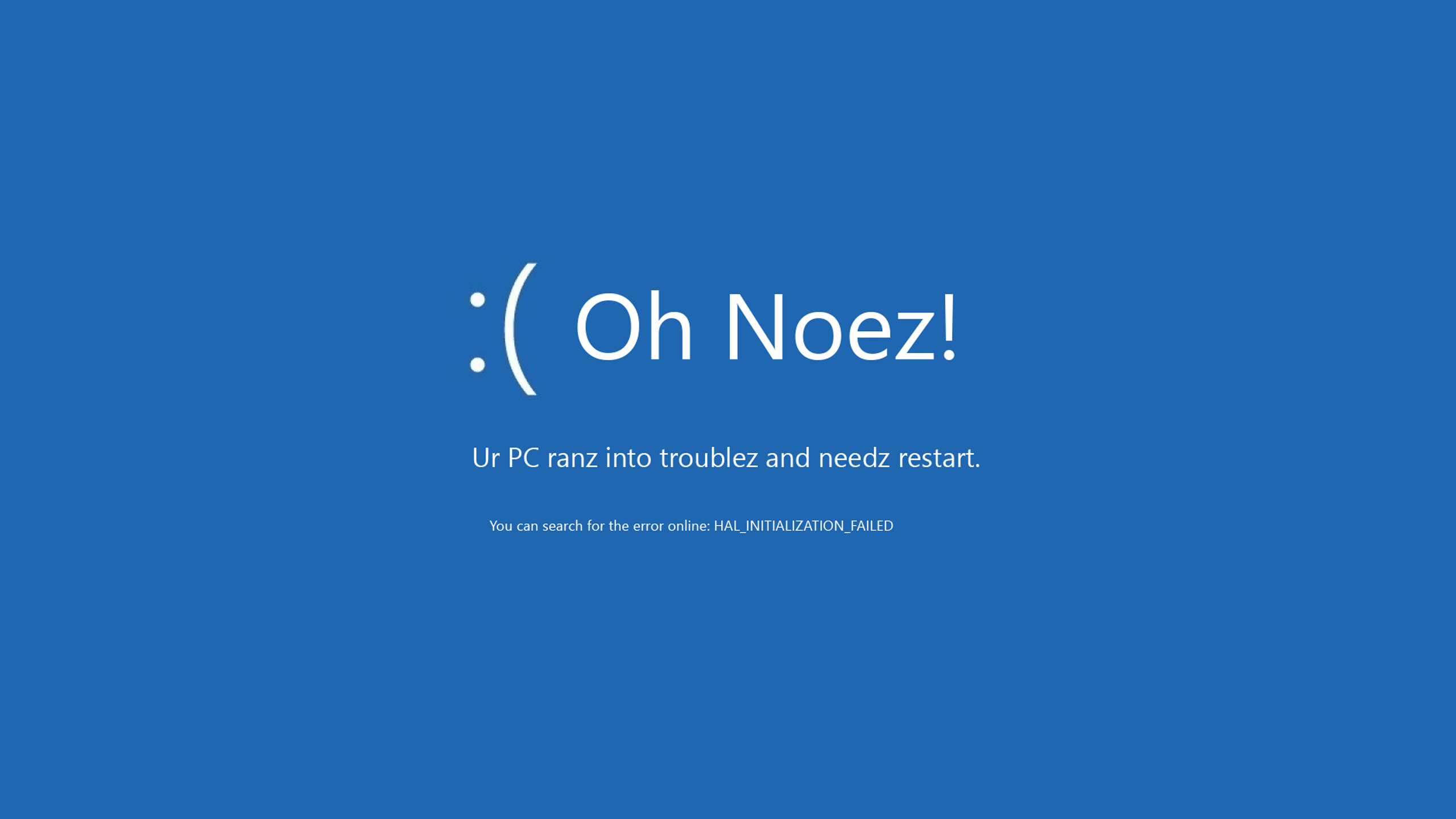 Windows 8 Blue Screen Of Death Typography Blue Background Blue 2560x1440
