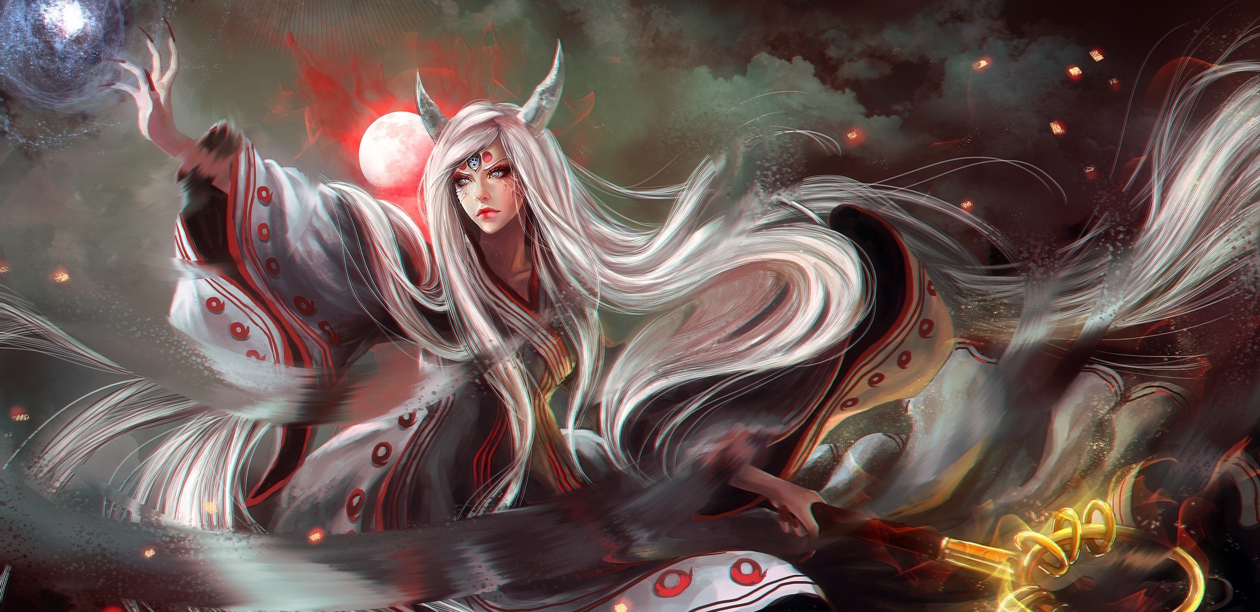 Anime Girls Naruto Shippuuden Fantasy Art Anime Realistic Kaguya 2500x1214