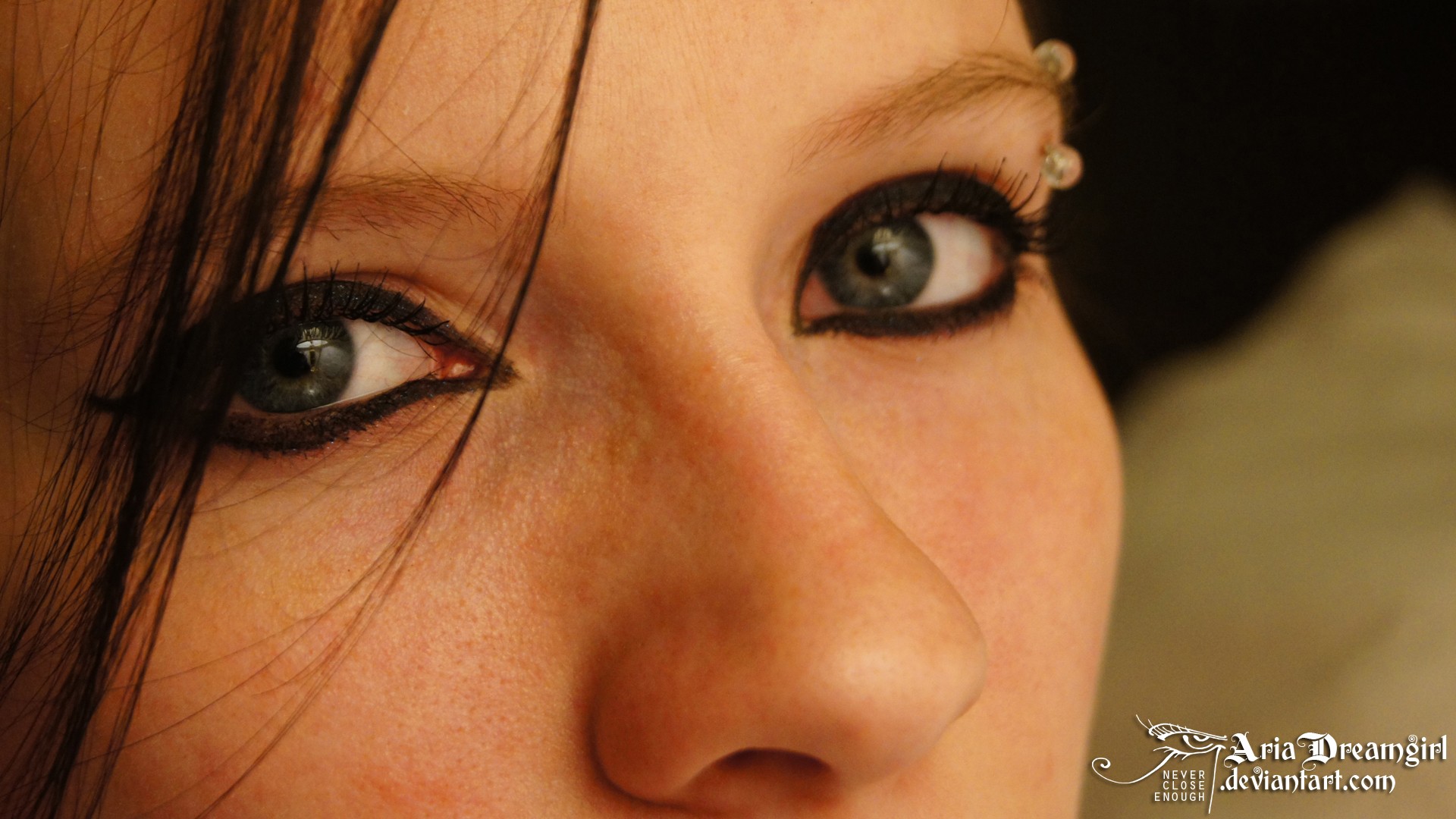 Women Closeup Pierced Eyebrow 1920x1080
