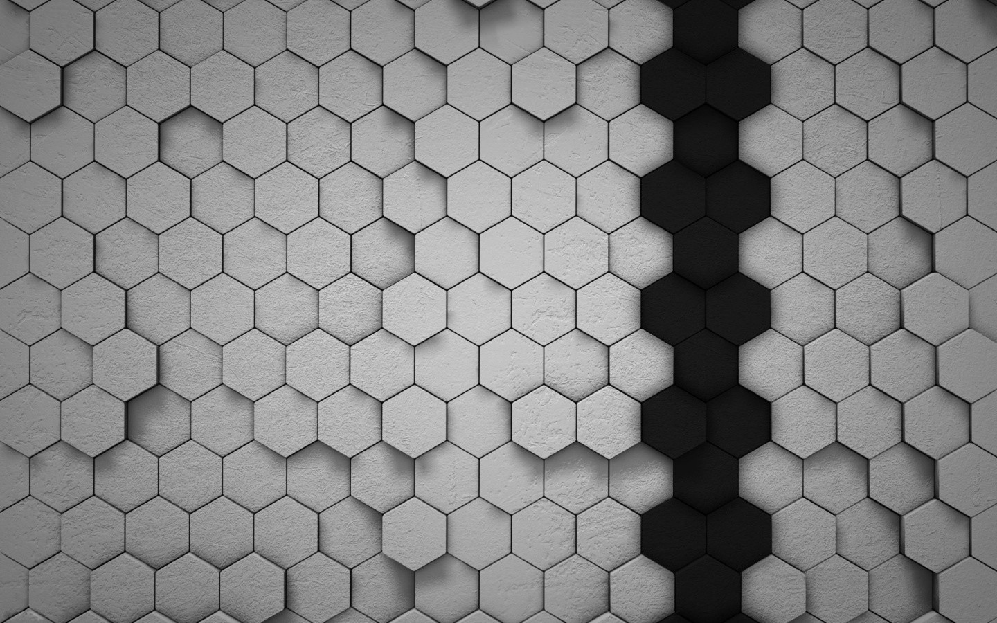 Artwork Shadow Lines Black White Simple Hexagon Honeycombs 1440x900