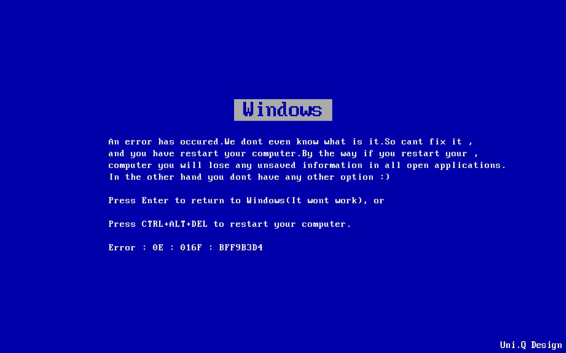 Microsoft Windows Blue Screen Of Death Humor Simple Background Computer 1920x1200