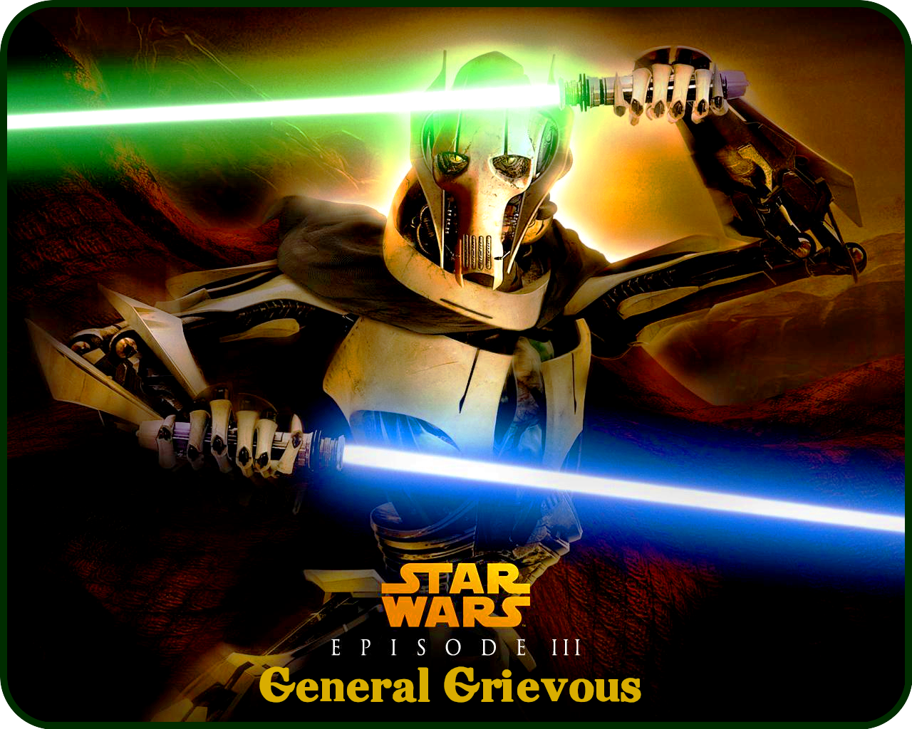 Star Wars General Grievous Green Lightsaber Blue Lightsaber Lightsaber 1280x1024