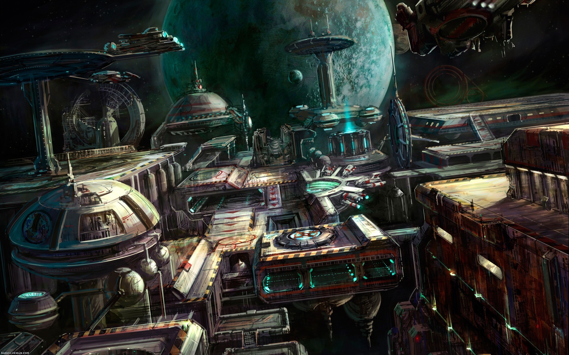 StarCraft Artwork Terrans Space Station Video Games 1920x1200