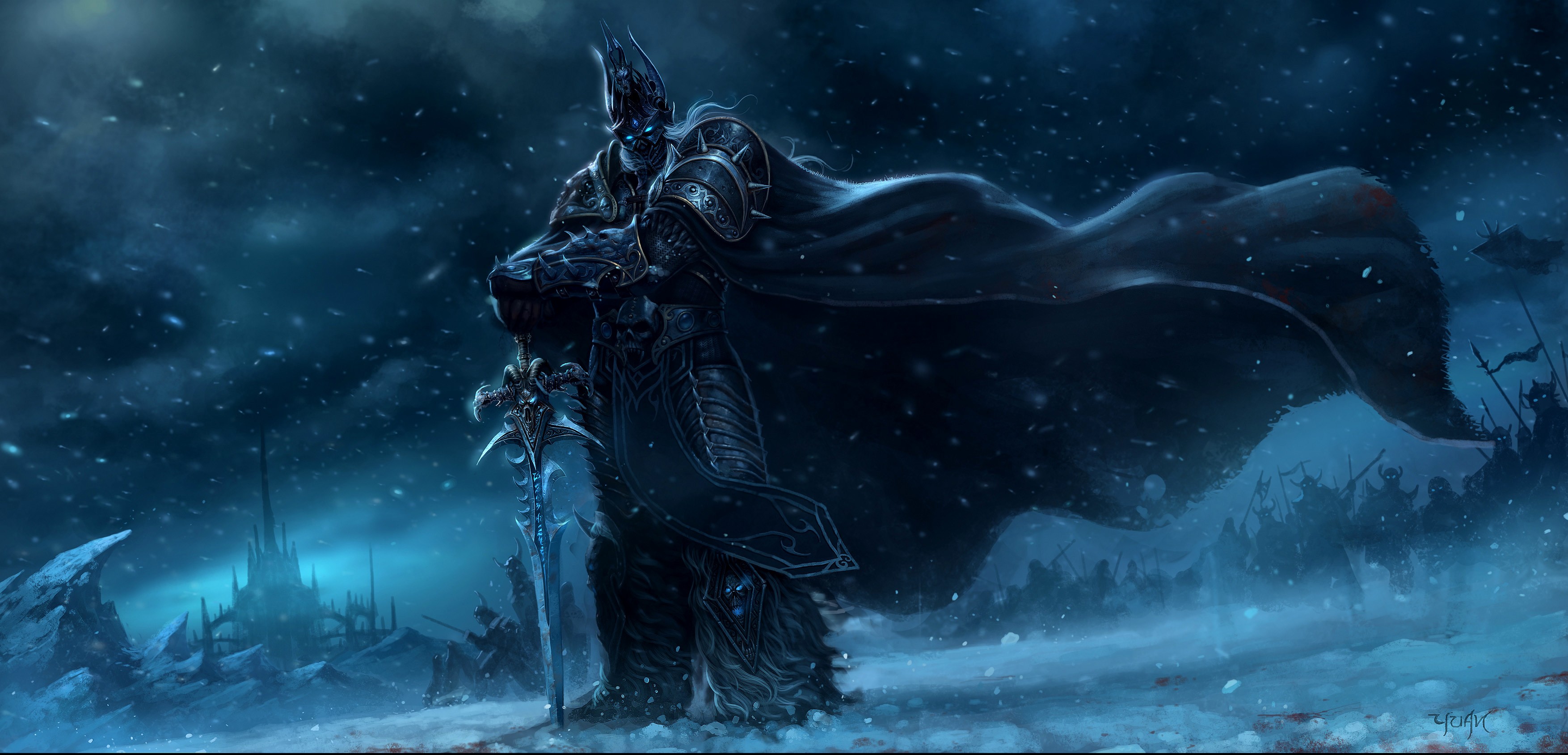 Artwork World Of Warcraft Arthas Lich King World Of Warcraft Wrath Of The Lich King 3508x1688