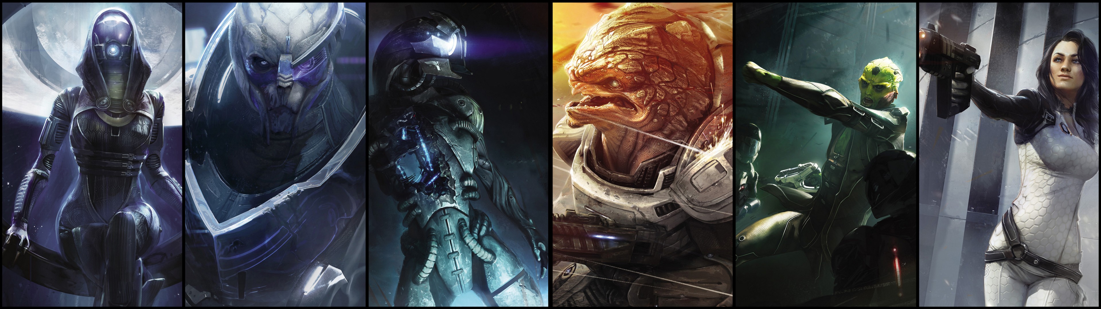 Garrus Vakarian Legion Mass Effect Mass Effect Miranda Lawson Thane Krios TaliZorah Mass Effect 2 Gr 3840x1080