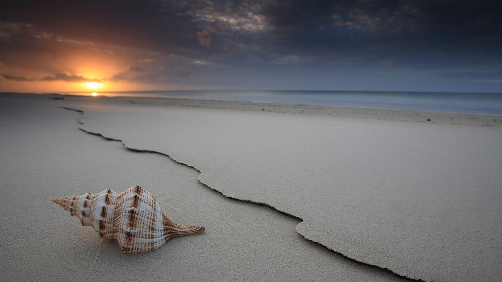 Beach Sea Sand Sunset Seashells Sun 1600x900