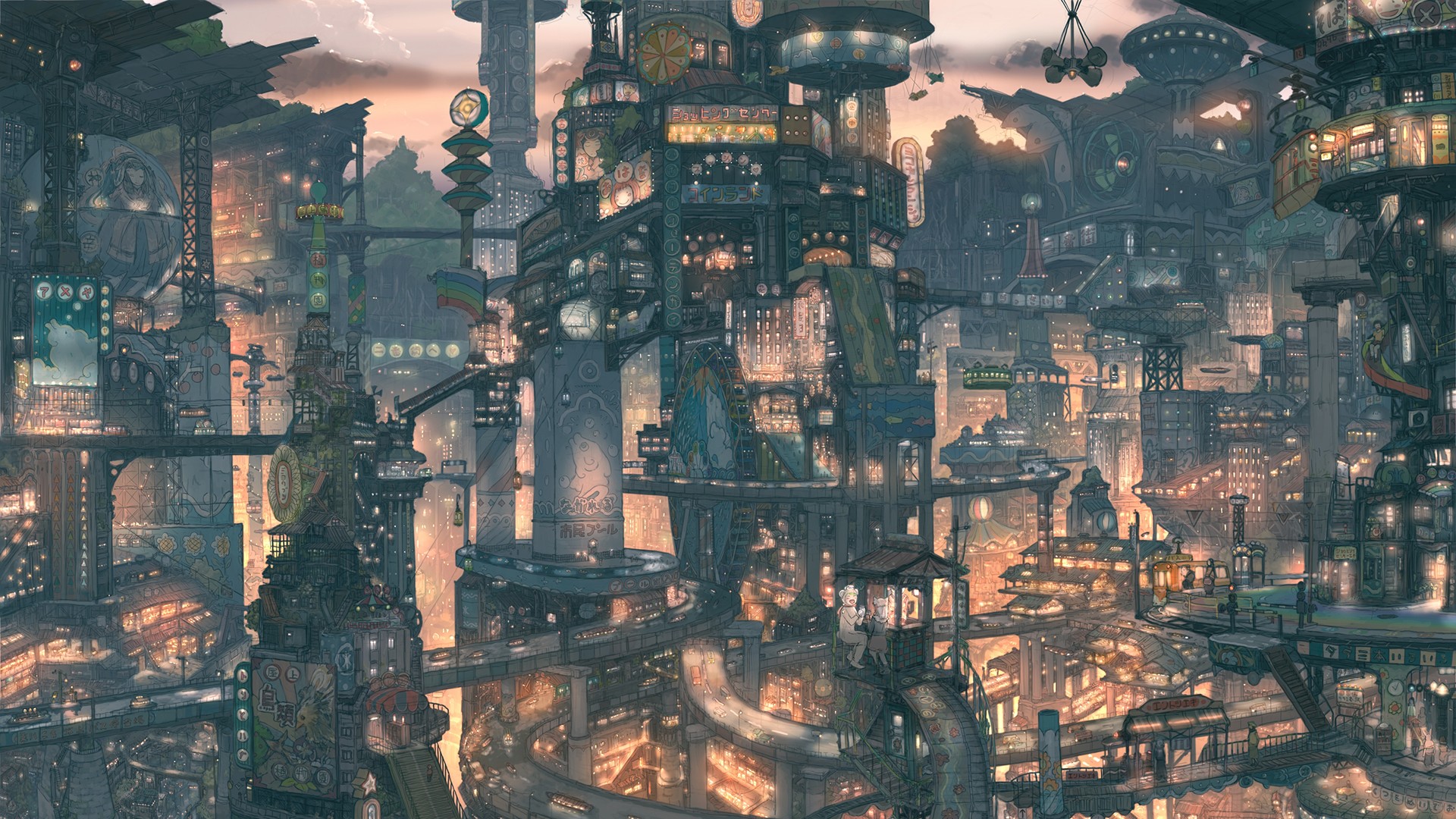 Artwork Playground Anime Imperial Boy Fantasy City Fantasy Art Cityscape Digital Art Science Fiction 1920x1080