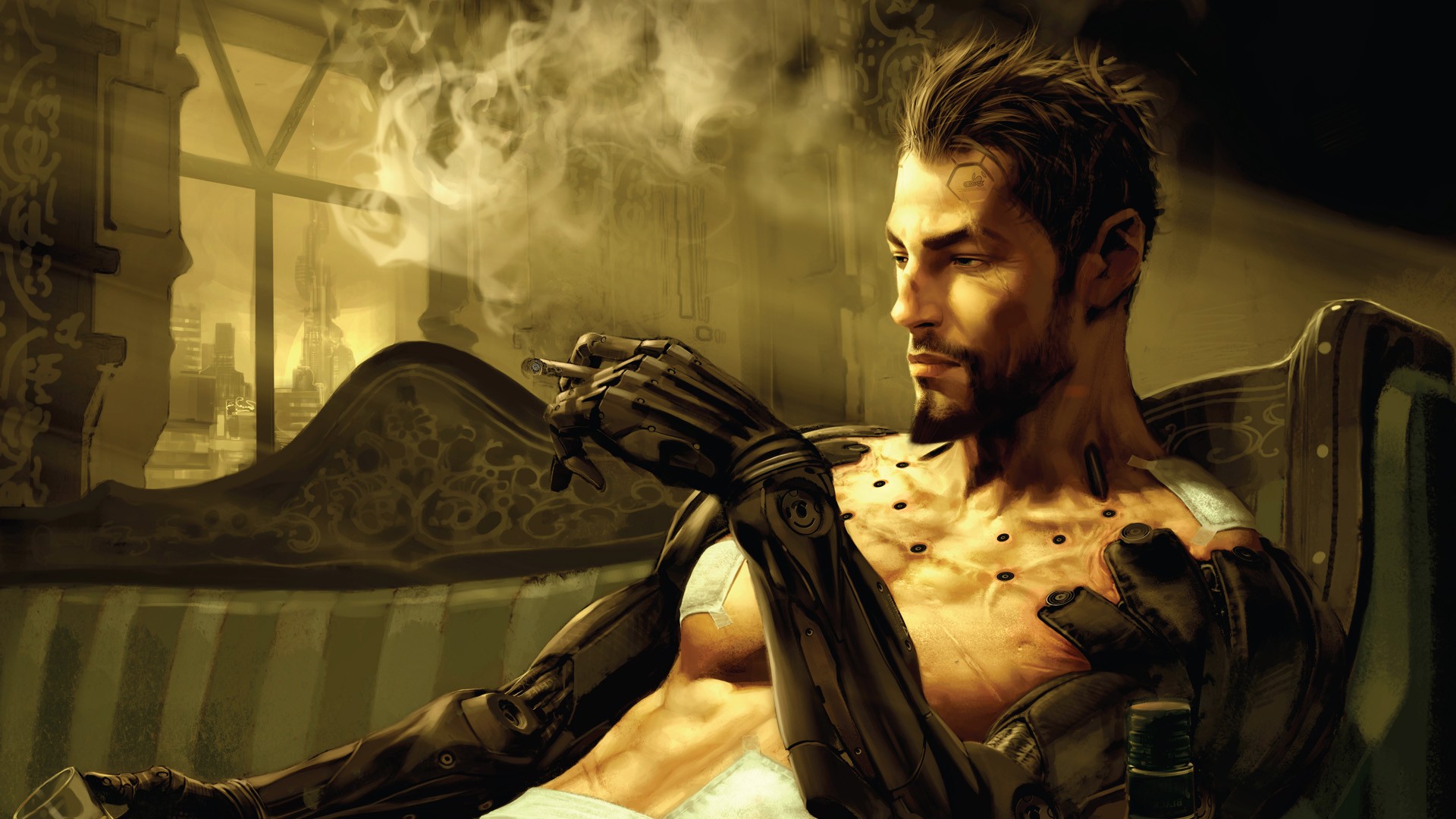 Futuristic Deus Ex Human Revolution Deus Ex Cyberpunk Adam Jensen Video Games Science Fiction Men Al 1920x1080