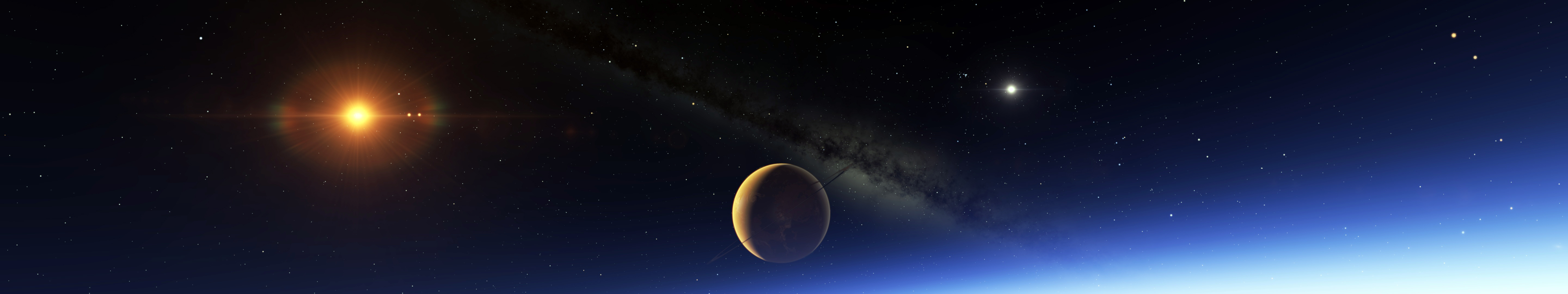 Space Engine Stars Planet Galaxy 3D Render CGi Digital Art Space Art 5760x1080