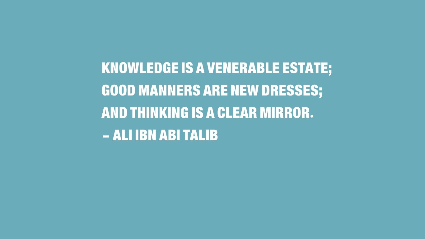 Imam Ali Ibn Abi Talib Islam Quote Simple Simple Background Text Blue Background 1366x768