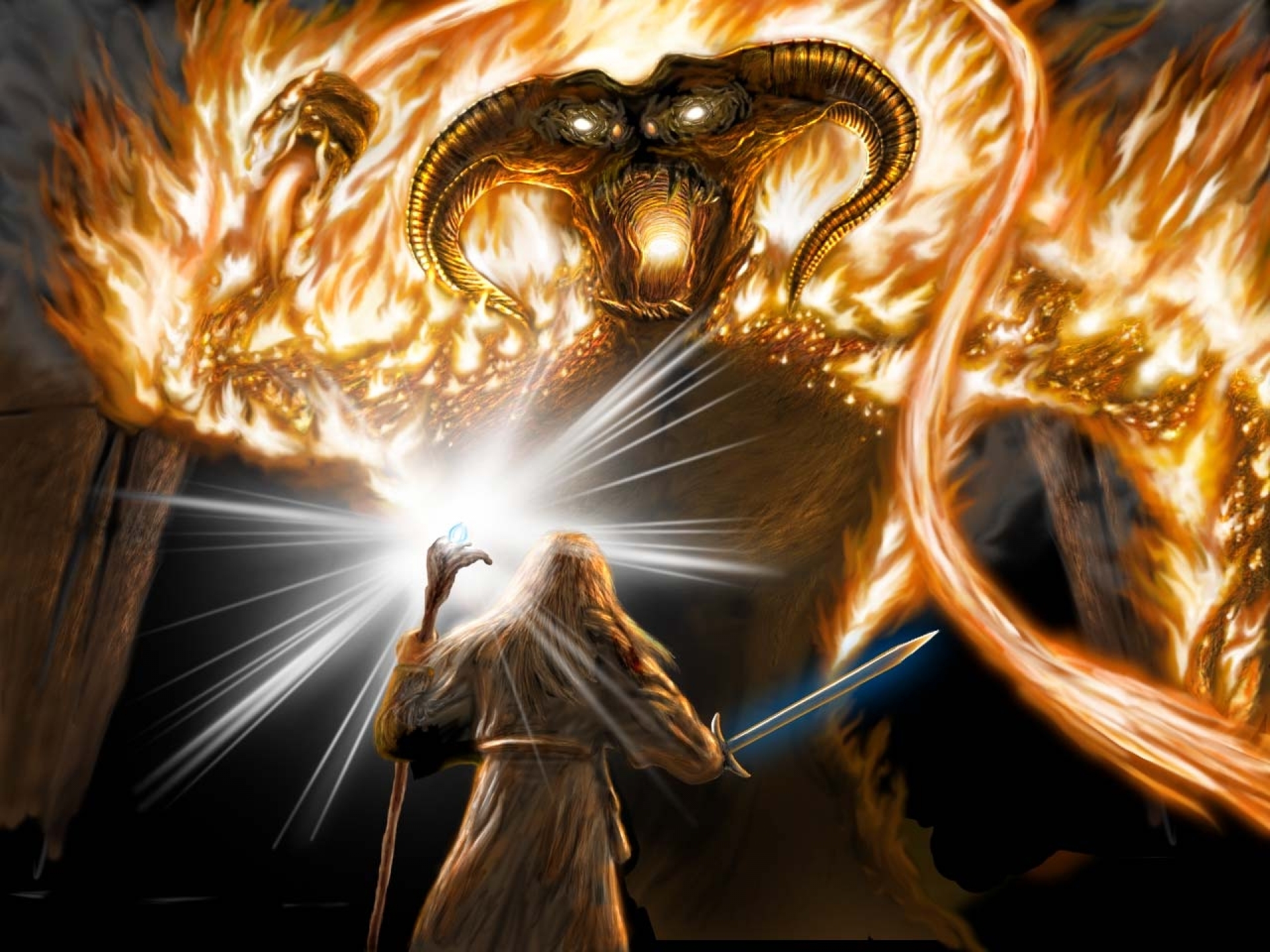 Balrog Lord Of The Rings Gandalf 1920x1440