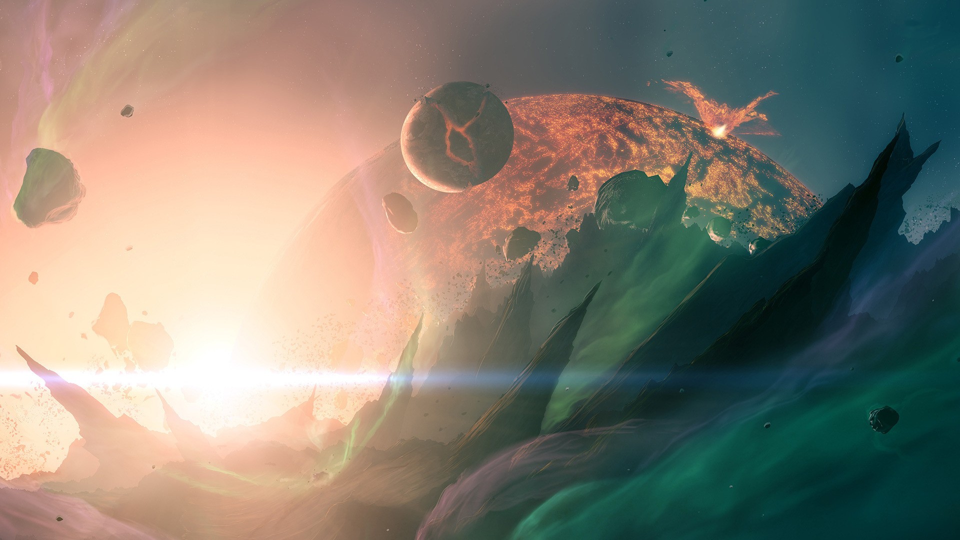 Artwork Space Digital Art Fantasy Art Concept Art Planet Explosion Stars Lava Supernova 1920x1080