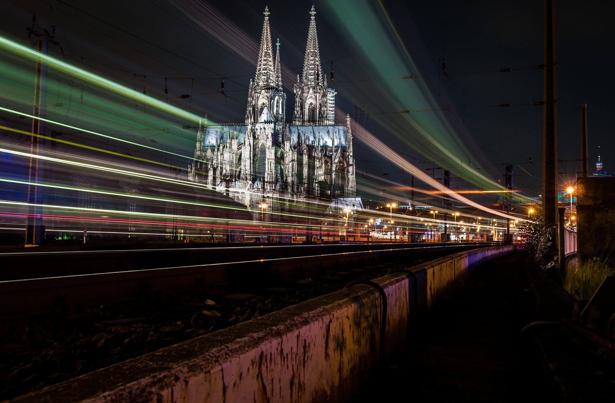 Cologne Cathedral Cologne Cathedral Night Time Lapse Germany Architecture 2048x1343