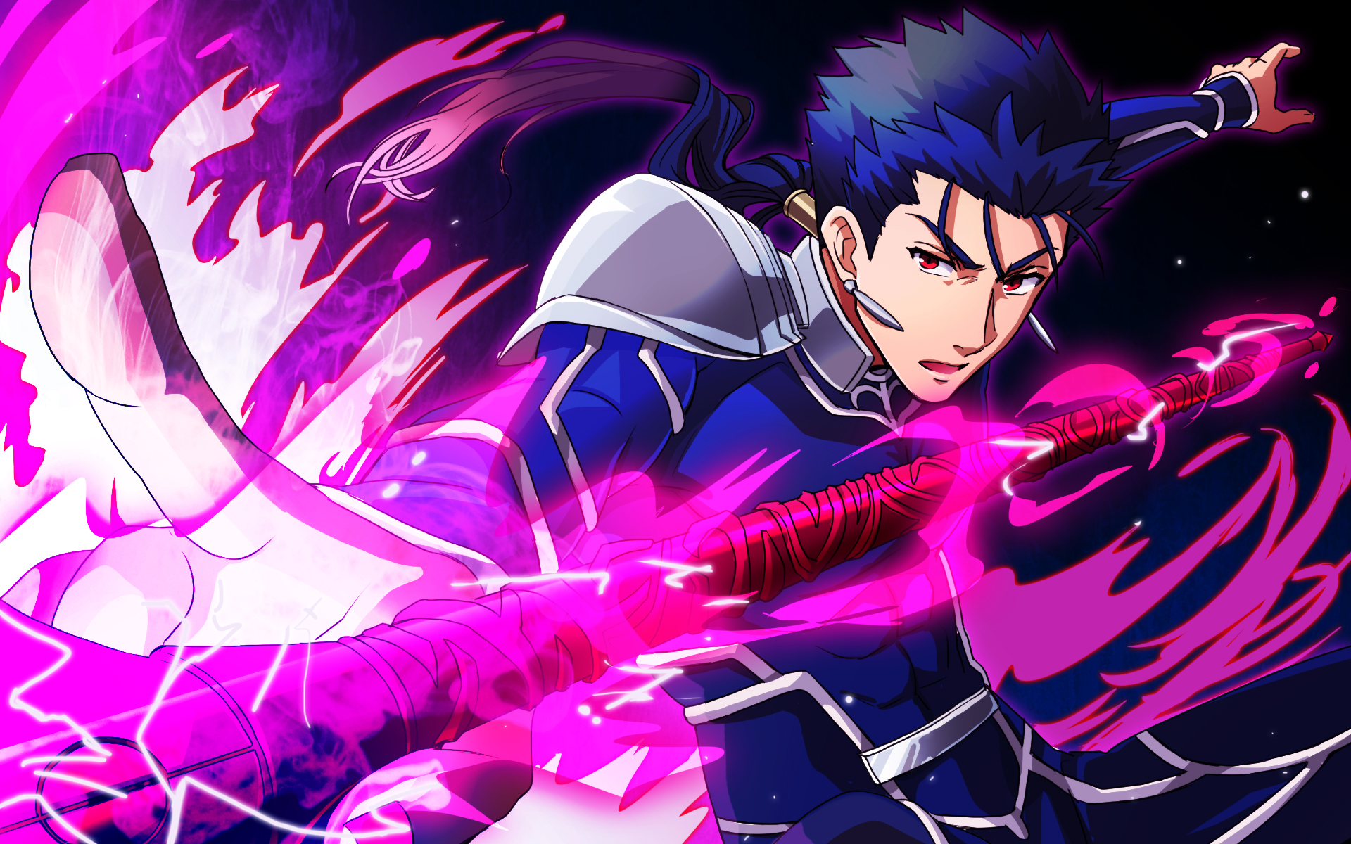 Fate Stay Night Anime Lance Red Eyes Blue Hair Lancer Fate Stay Night Cu Chulainn 1920x1200