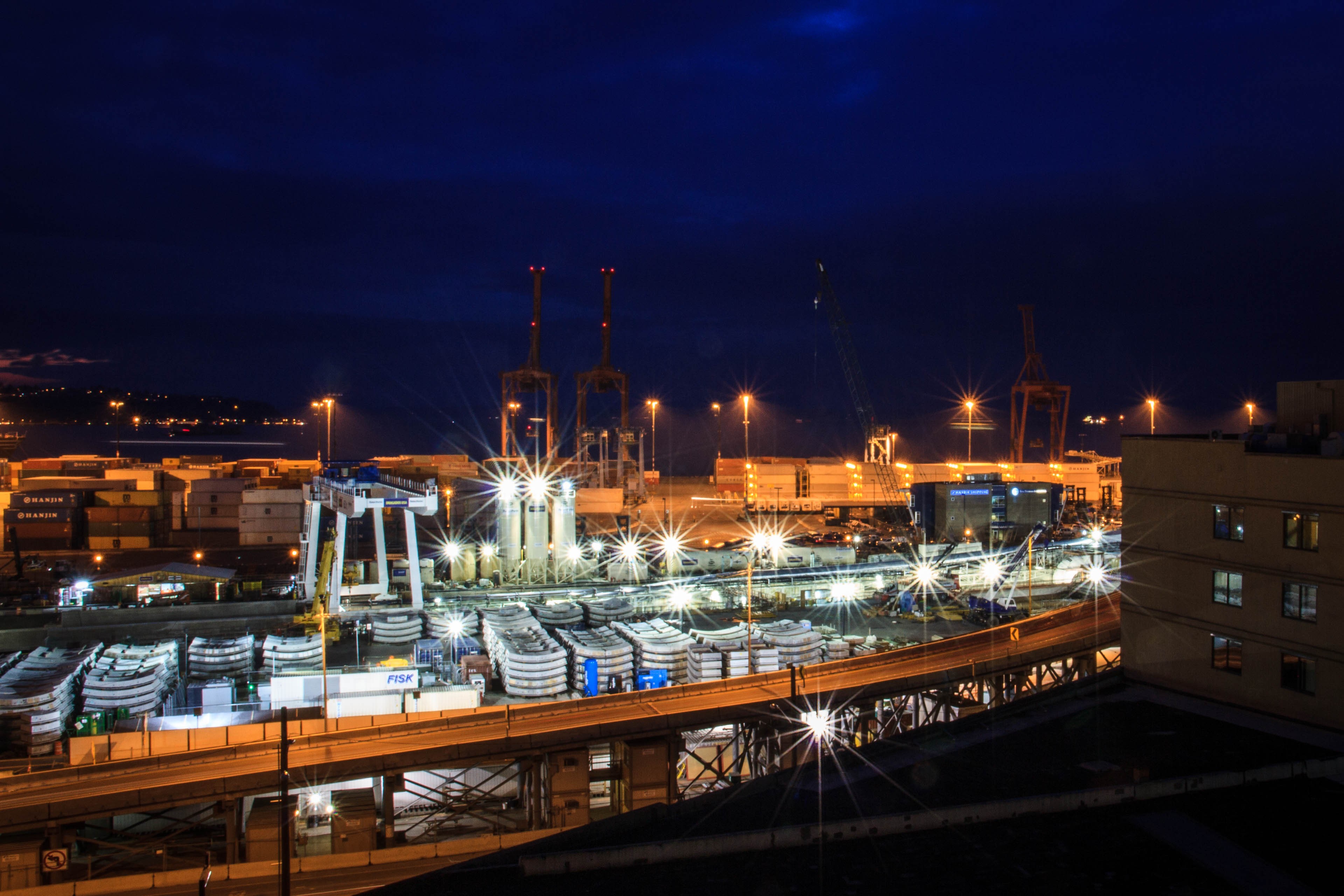 Cityscape Sunset Cranes Machine Harbor Containers 3839x2560