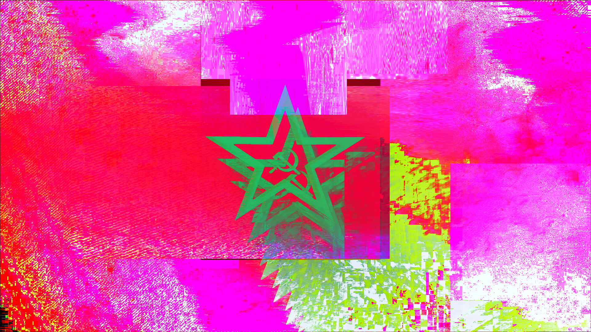 Glitch Art Stars Hammer And Sickle Purple Pink 1920x1080