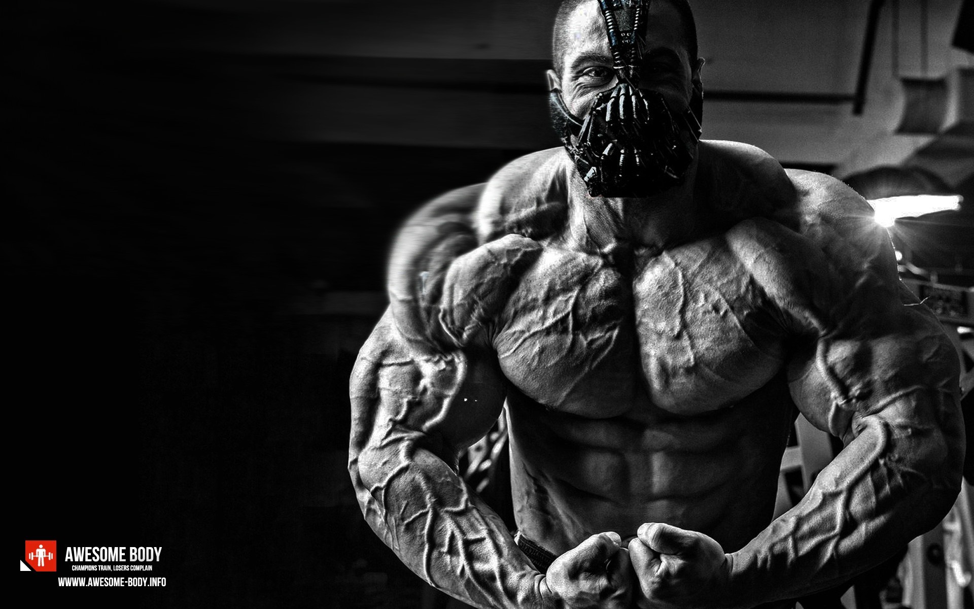 Working Out Bodybuilding Bodybuilder Muscles Monochrome Bane 1920x1200