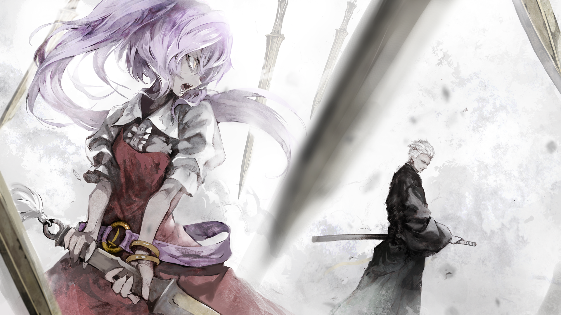 Touhou Video Games Anime Girls Vergil Devil May Cry Watatsuki No Yorihime Long Hair Short Hair Weapo 1920x1080