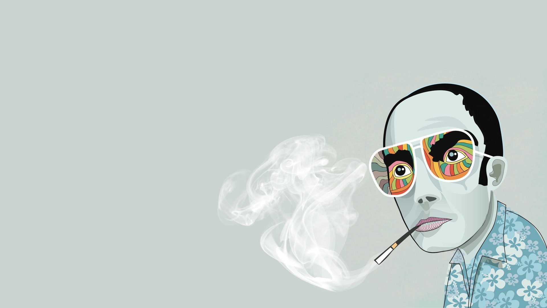 Hunter S Thompson Minimalism Glasses Fear And Loathing In Las Vegas Smoking Psychedelic Simple Backg 1920x1080