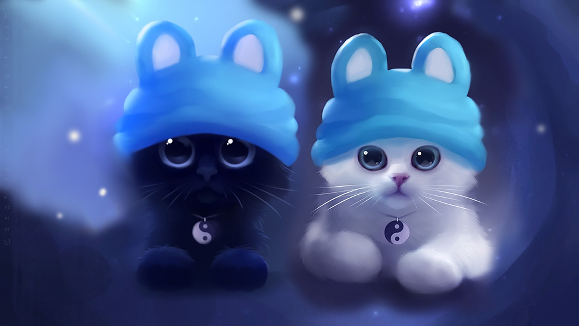 Apofiss Cats Artwork Yin And Yang 1920x1080