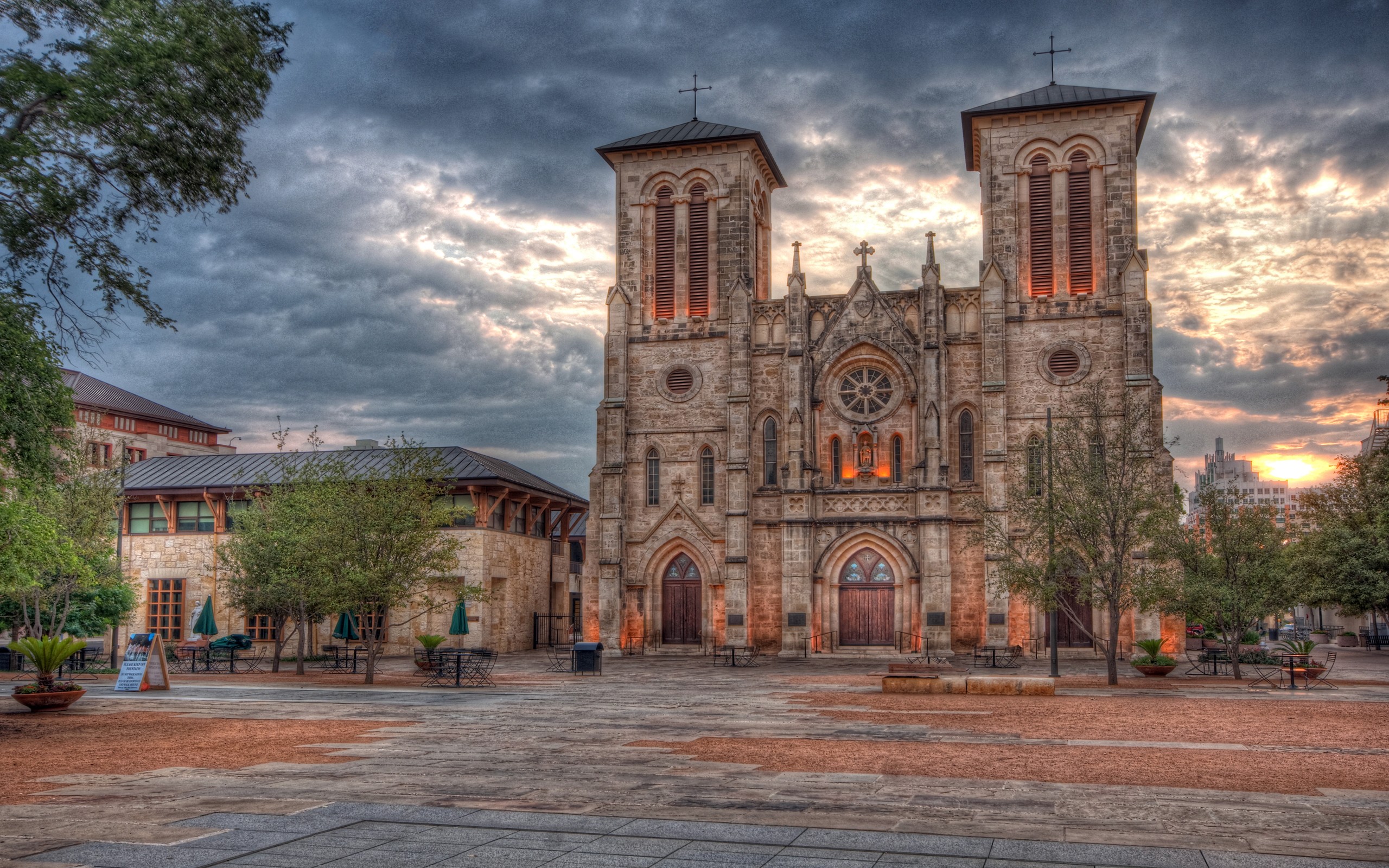 HDR Sky Cityscape Church Sunset San Antonio Cathedral 2560x1600