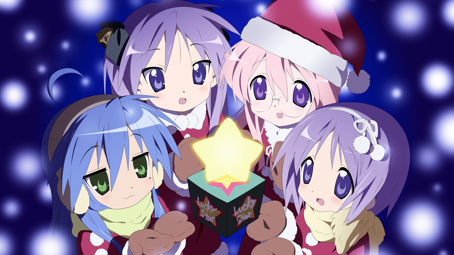 Lucky Star Anime Christmas Izumi Konata Hiiragi Tsukasa Hiiragi Kagami Takara Miyuki Winter 1920x1080