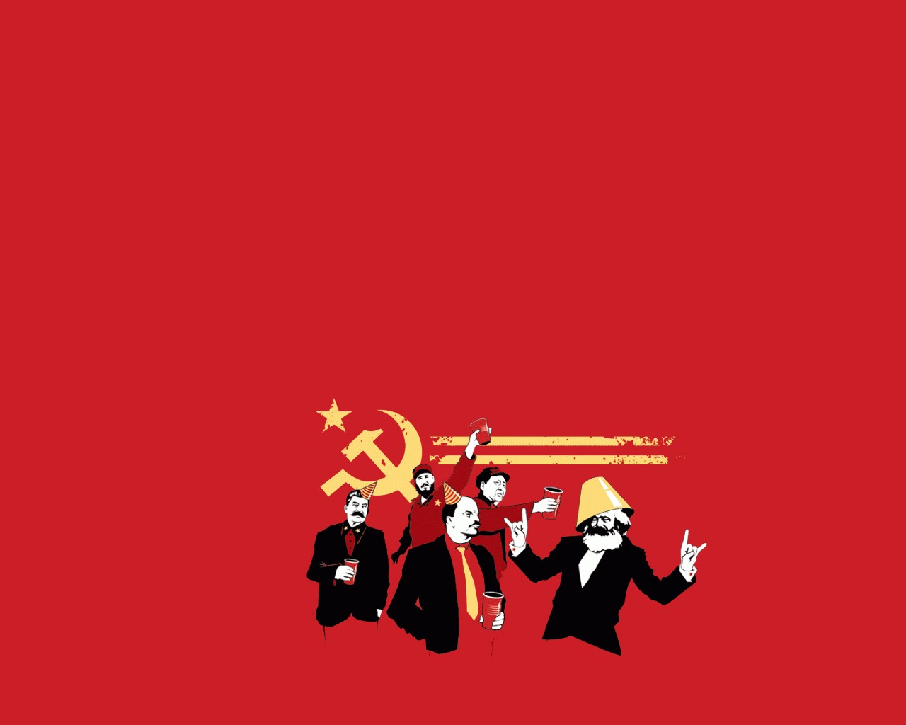 USSR Minimalism Red Hammer And Sickle Karl Marx Vladimir Lenin Joseph Stalin Mao Zedong Fidel Castro 1280x1024