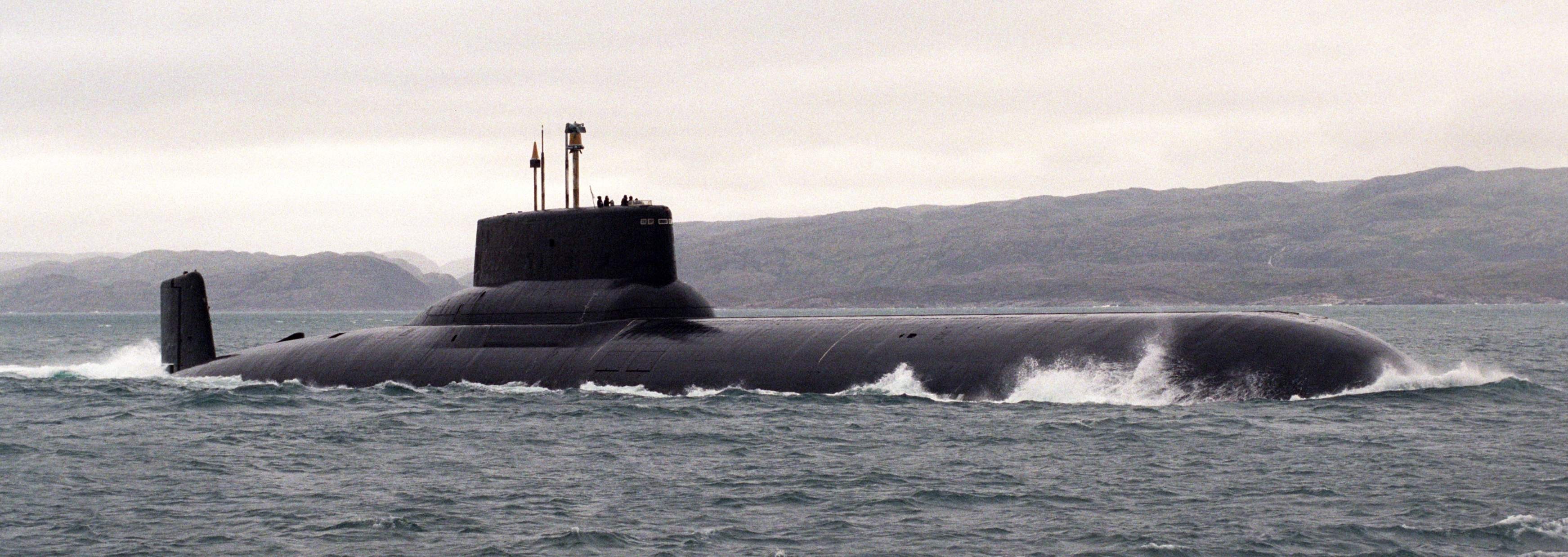 Submarine SSBN Typhoon Proj 941 Akula Class SSBN Russian Navy Military Vehicle 3486x1239