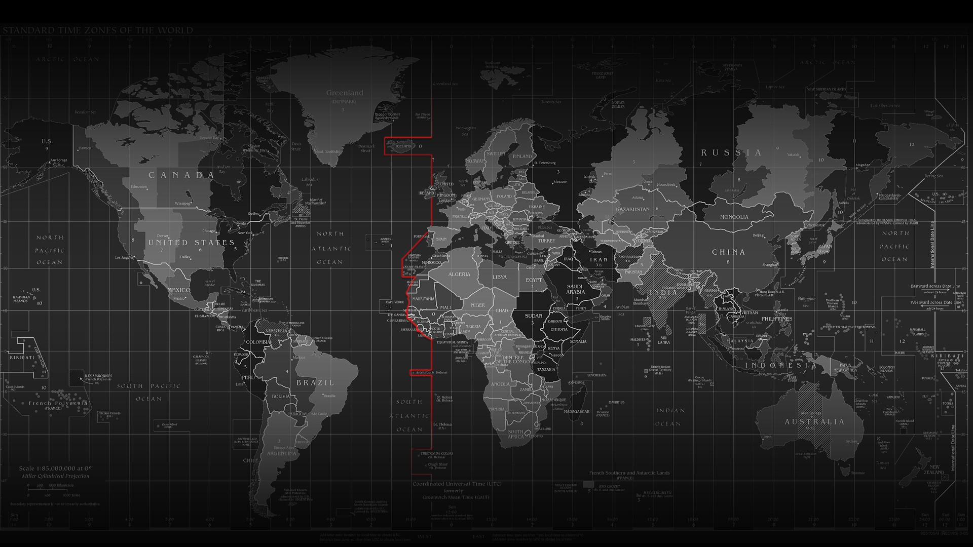 World Map Time Zones Map 1920x1080