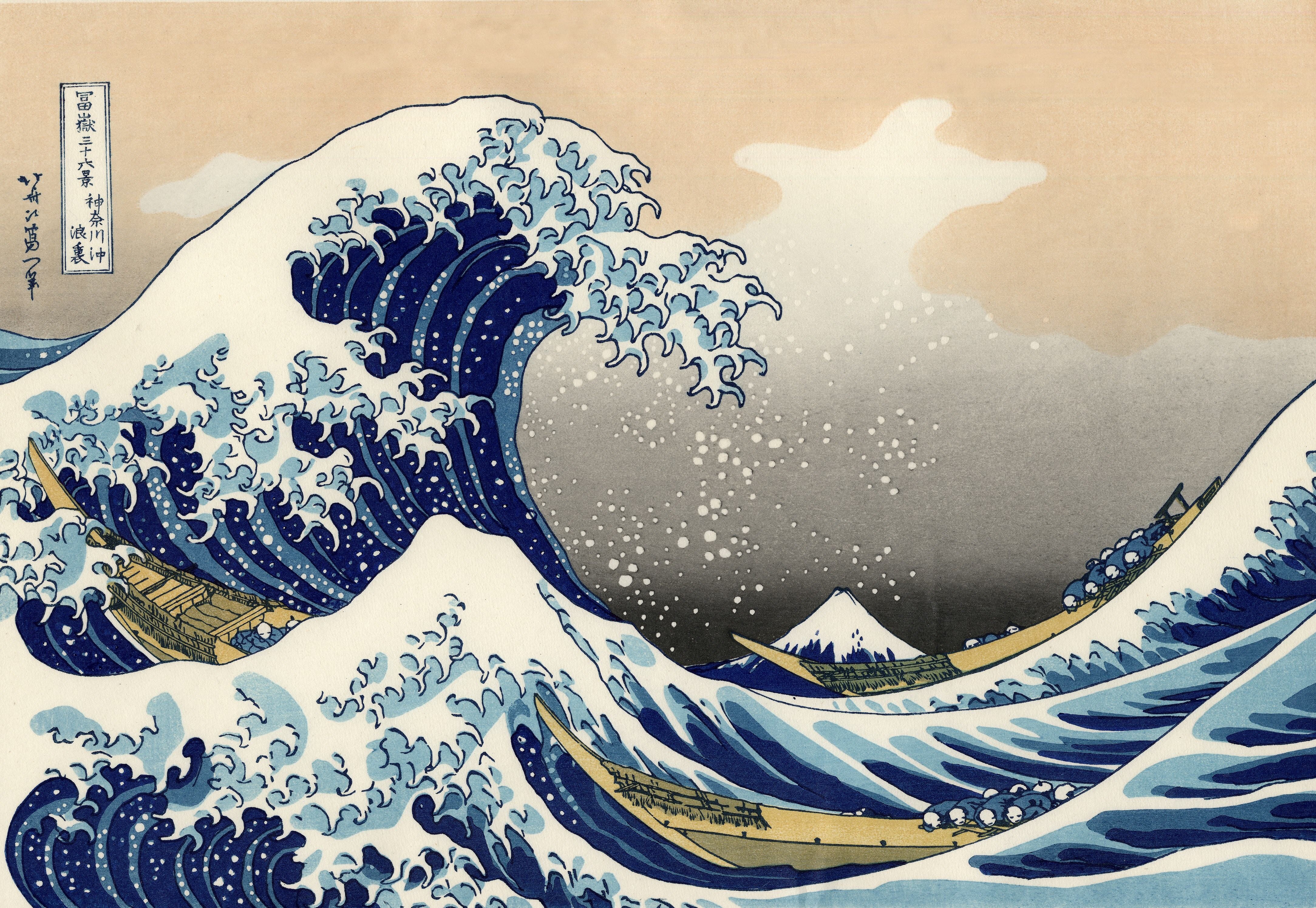 The Great Wave Off Kanagawa Painting Japanese Waves Classic Art Ukiyo E 4335x2990