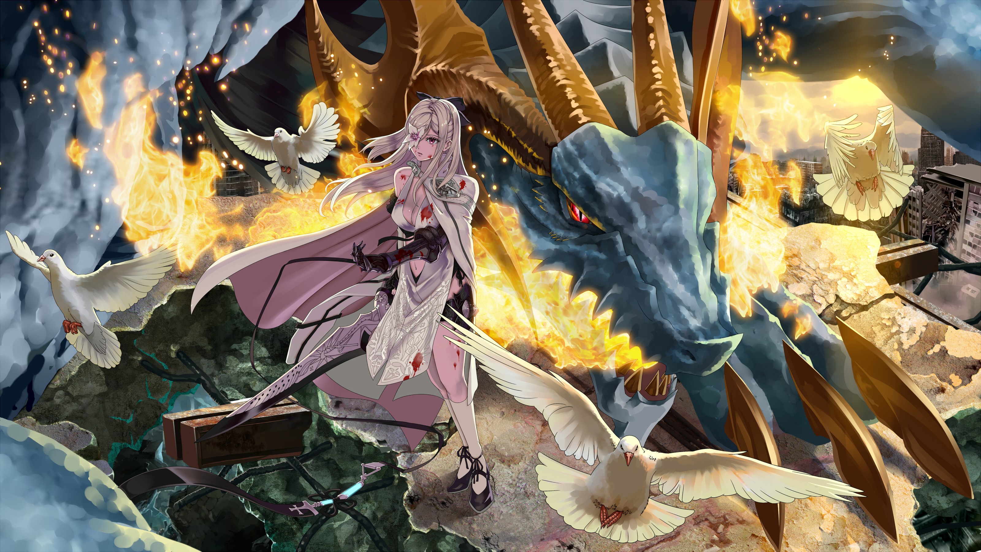Dragon Drakengard 3 Anime Girls Anime Creature Fantasy Girl Fantasy Art 3200x1800