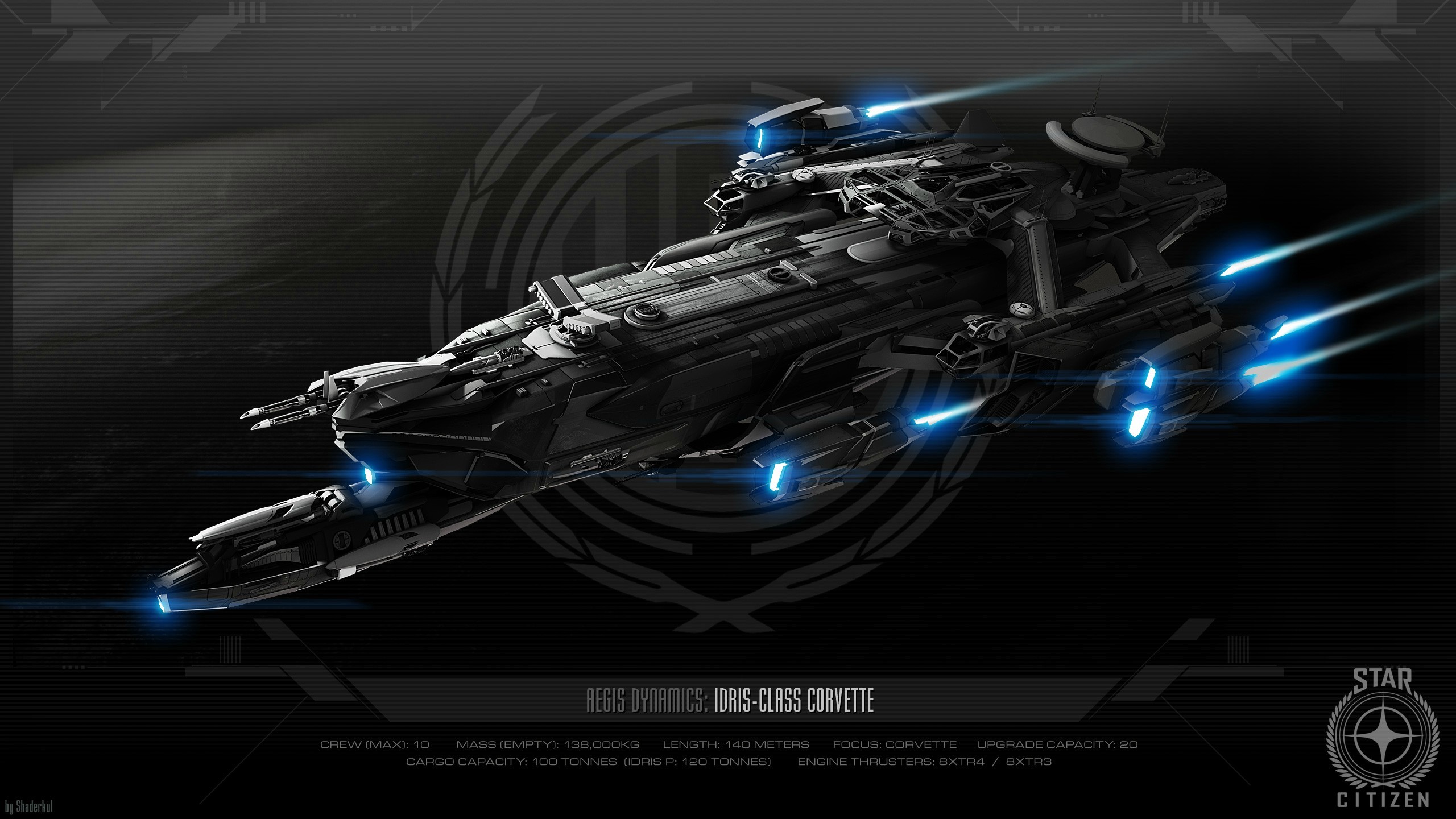 Robert Space Industries Corvette Idris Spaceship Aegis Dynamics Video Games 2560x1440