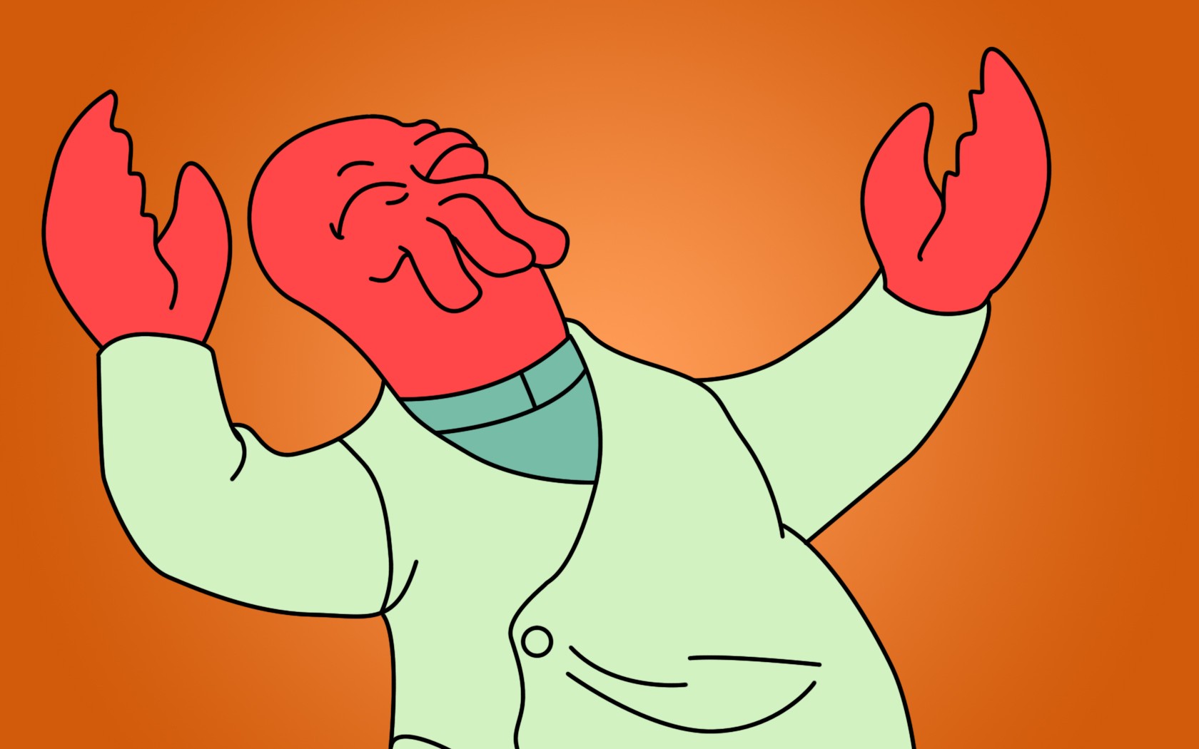 Zoidberg Futurama Cartoon Fan Art Tv Series Orange Background Simple Background 1680x1050