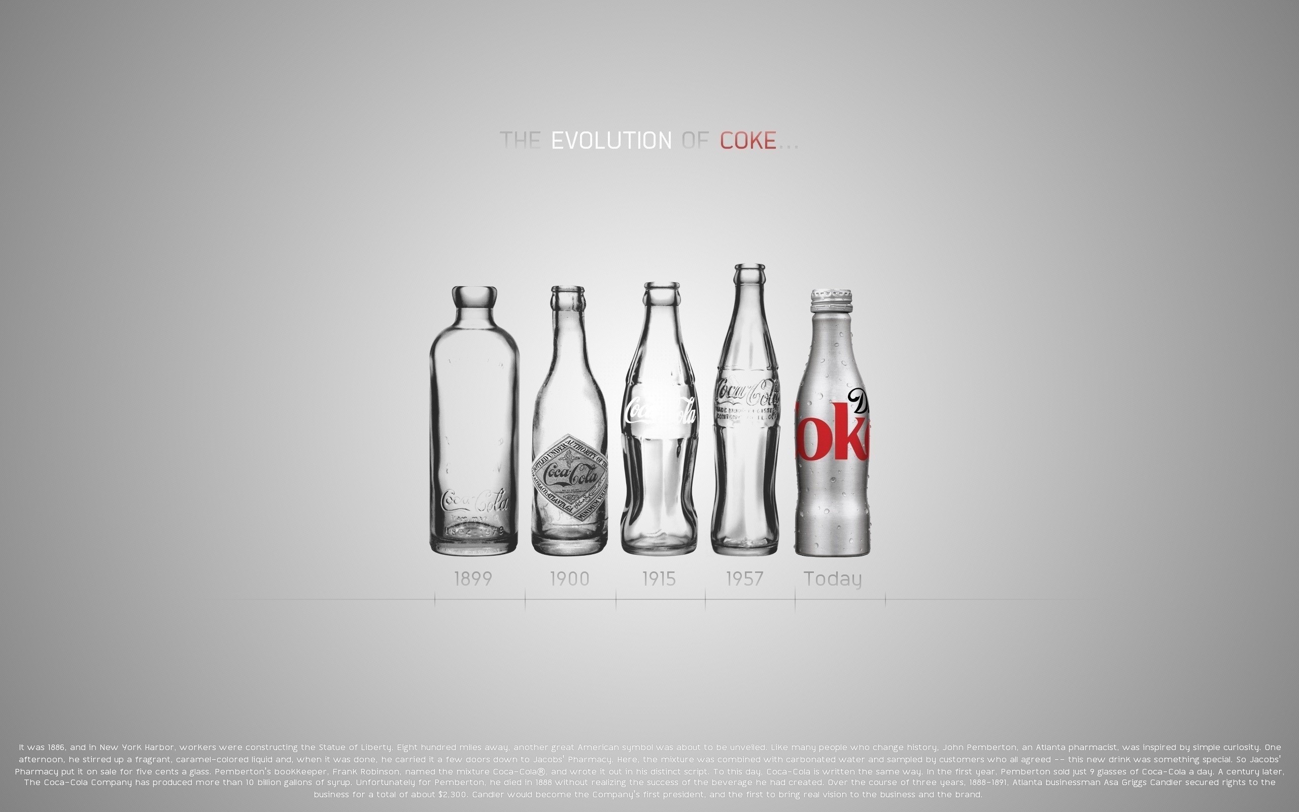 Coca Cola Bottles Logo Simple Background 2560x1600