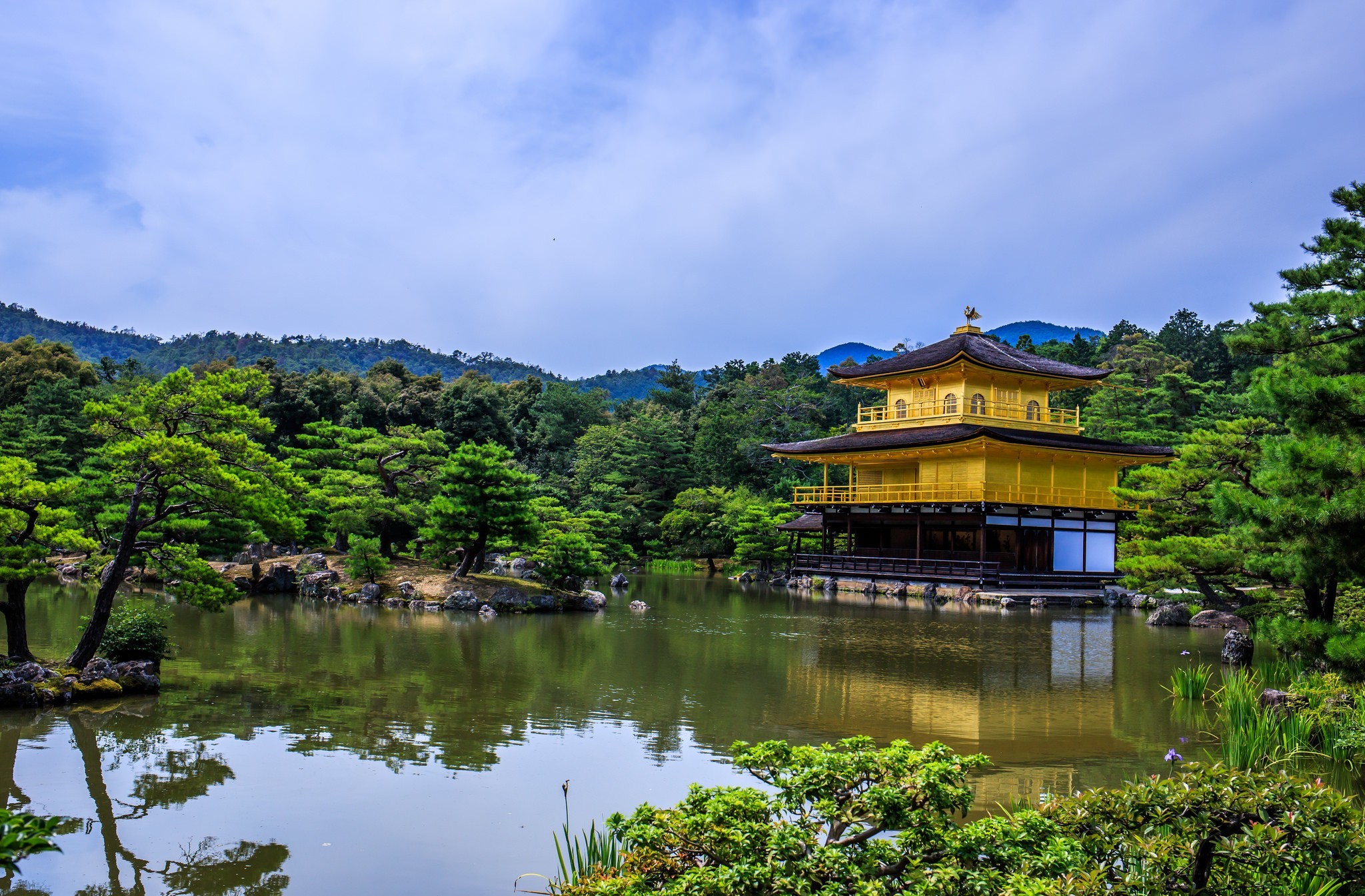 Kinkaku Ji Kyoto Japan Pond Wood Hill 2048x1345