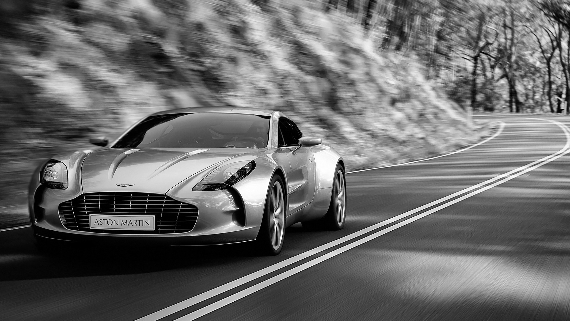 Aston Martin One 77 Silver Cars Road Vehicle Aston Martin One 77 Aston Martin One 77 Monochrome Car 1920x1080