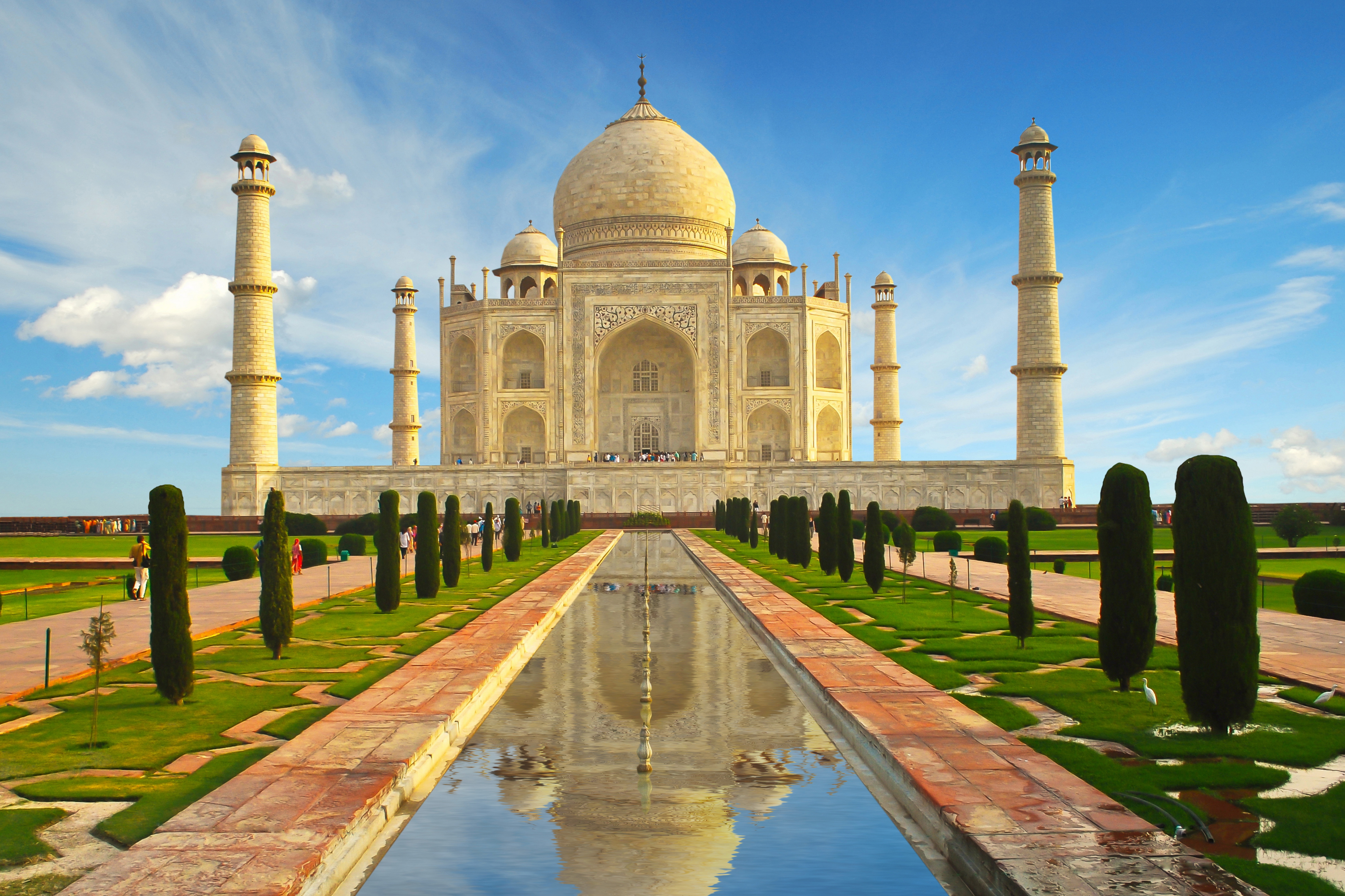 Taj Mahal Monument Dome Building Reflection India Park 6520x4346