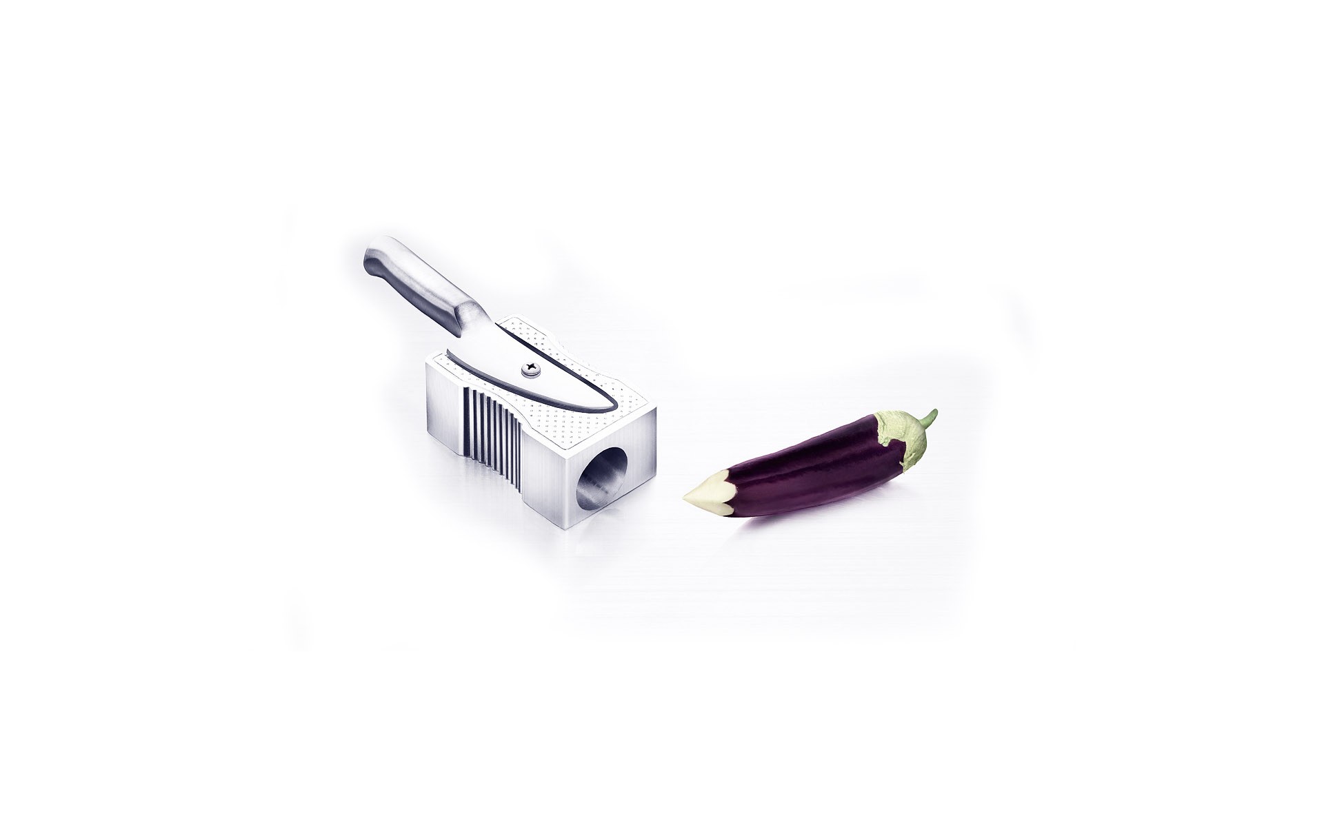 White Background Humor Minimalism Eggplant Knife Pencil Sharpener 1920x1200