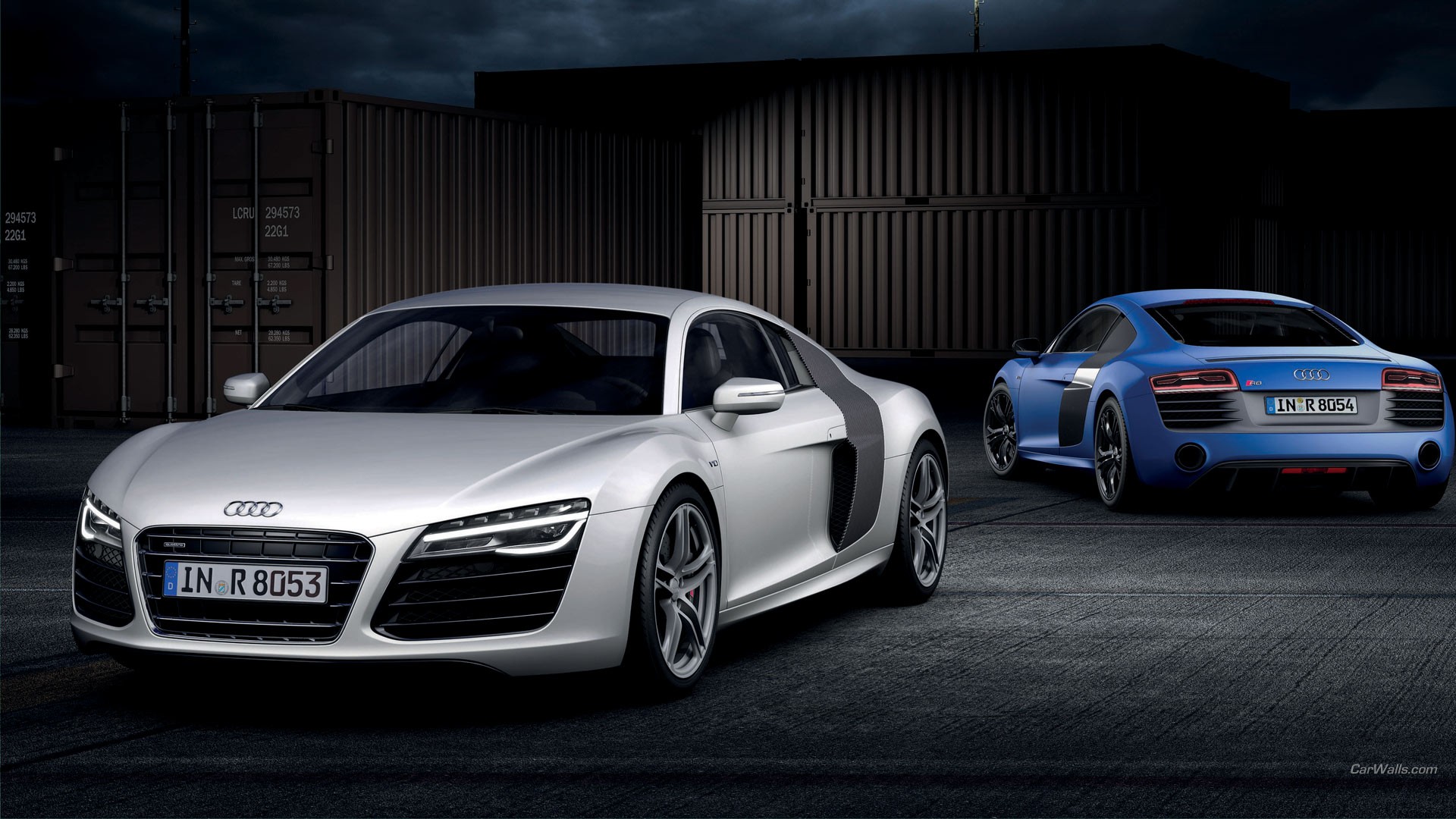 Audi R8 Audi Car Blue Cars Silver Cars Vehicle Front Angle View Audi R8 V10 Plus Audi R8 Type 42 1920x1080