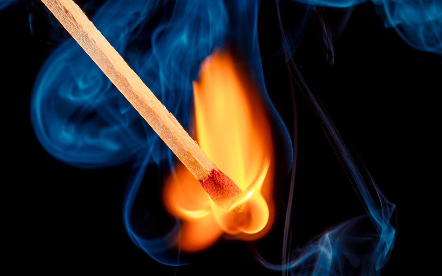 Photography Matches Burning Blue Smoke Fire Matchstick 1680x1050