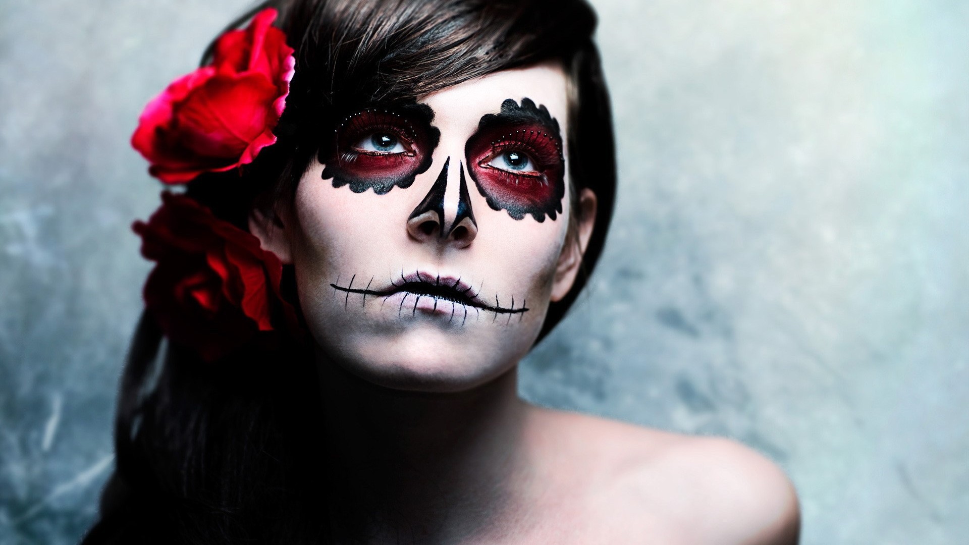 Women Sugar Skull Dia De Los Muertos Face Paint Hannah Ray 1920x1080