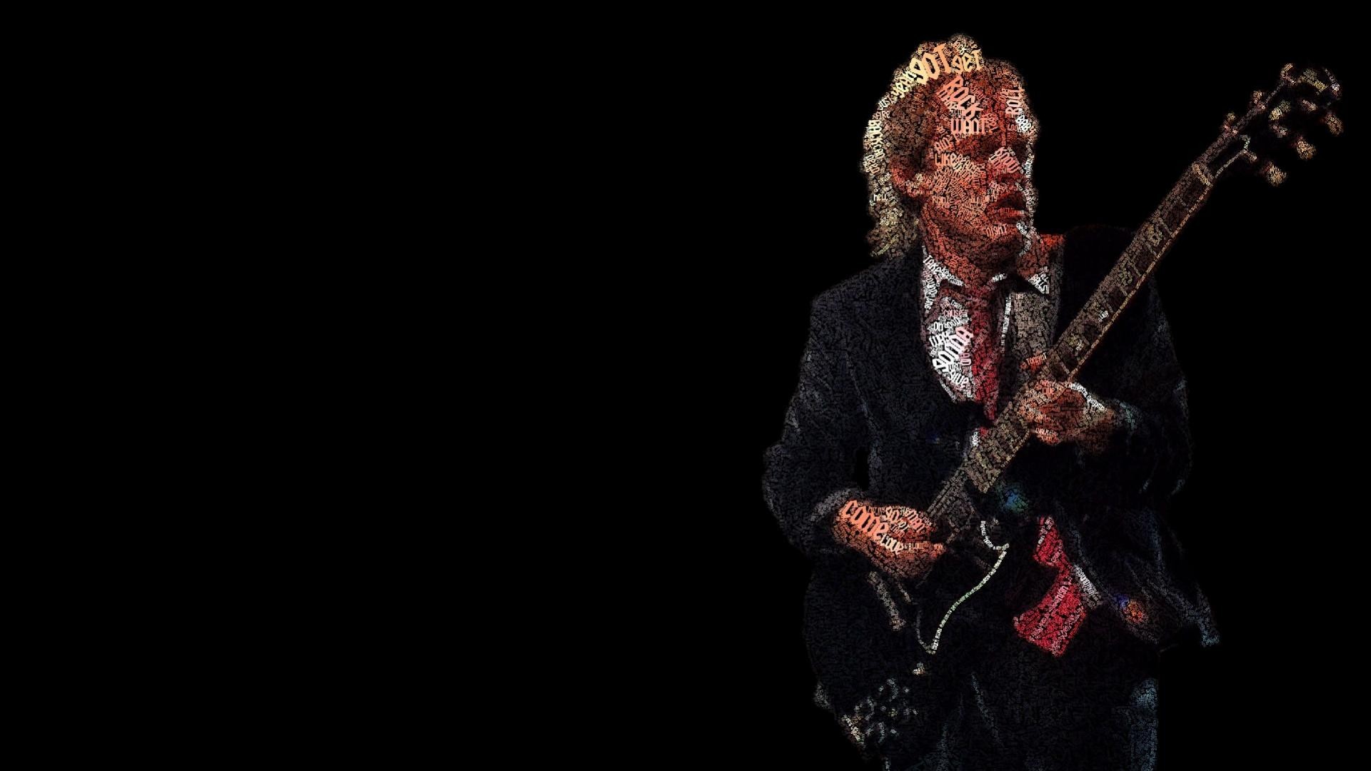 AC DC Angus Young Typographic Portraits 1920x1080