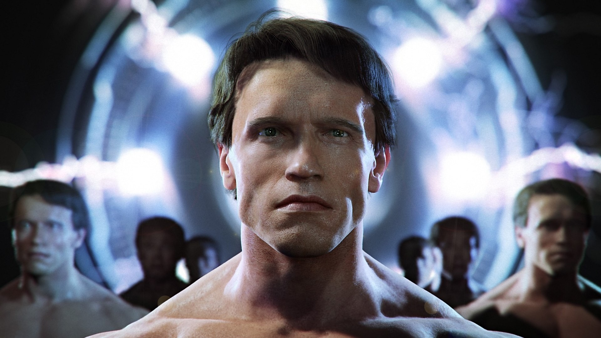 Digital Art Terminator CGi 3D Robot Arnold Schwarzenegger Fan Art Face Realistic Endoskeleton 1920x1080