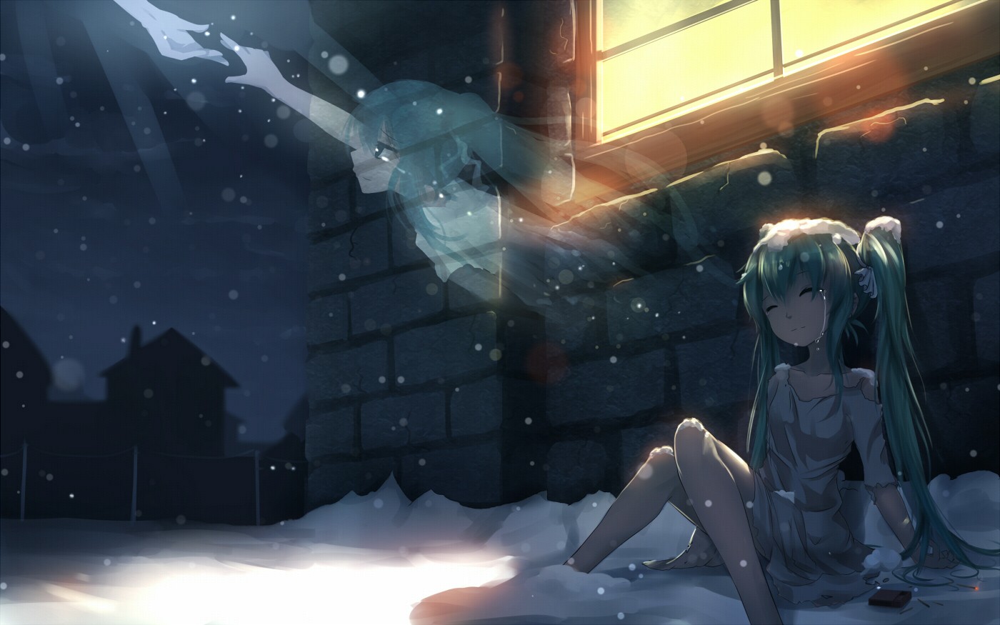 Hatsune Miku Vocaloid Night Snow Twintails QYS3 1400x875