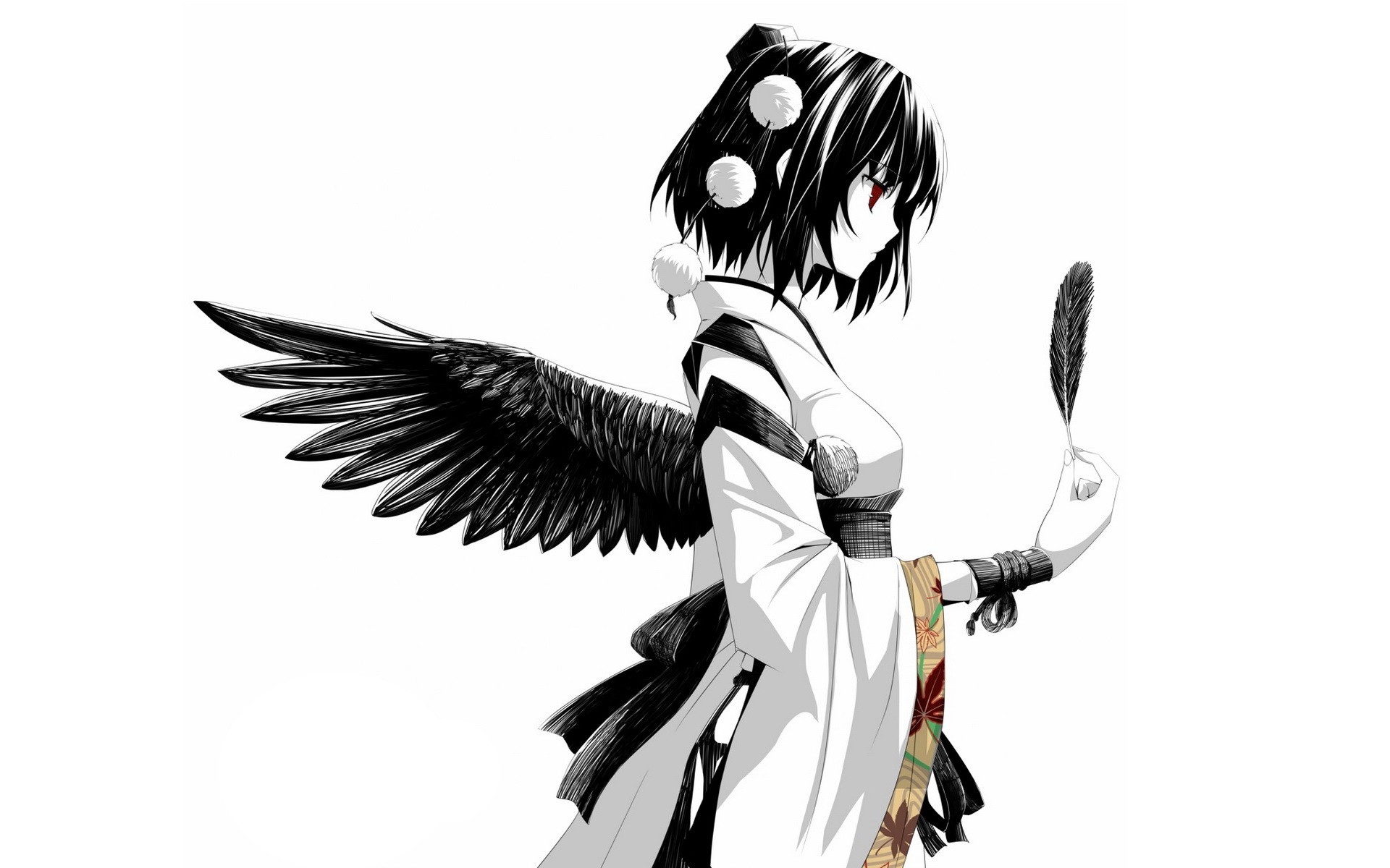 Selective Coloring Wings Anime Girls Anime Kara No Kyoukai 1920x1200